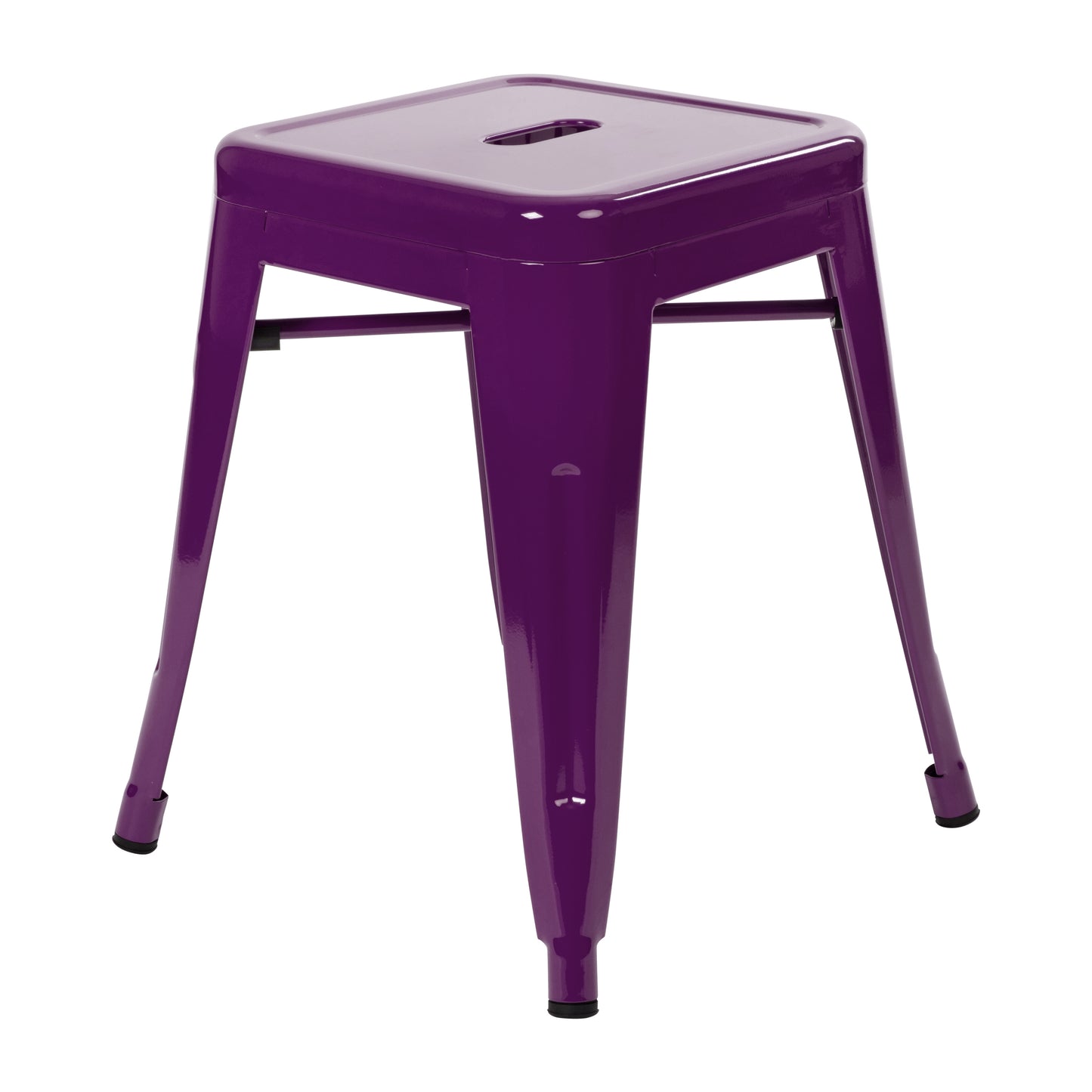 Kai 18" Table Height Stool, Stackable Backless Metal Indoor Dining Stool, Commercial Grade Restaurant Stool in Purple - Set of 4 Purple
