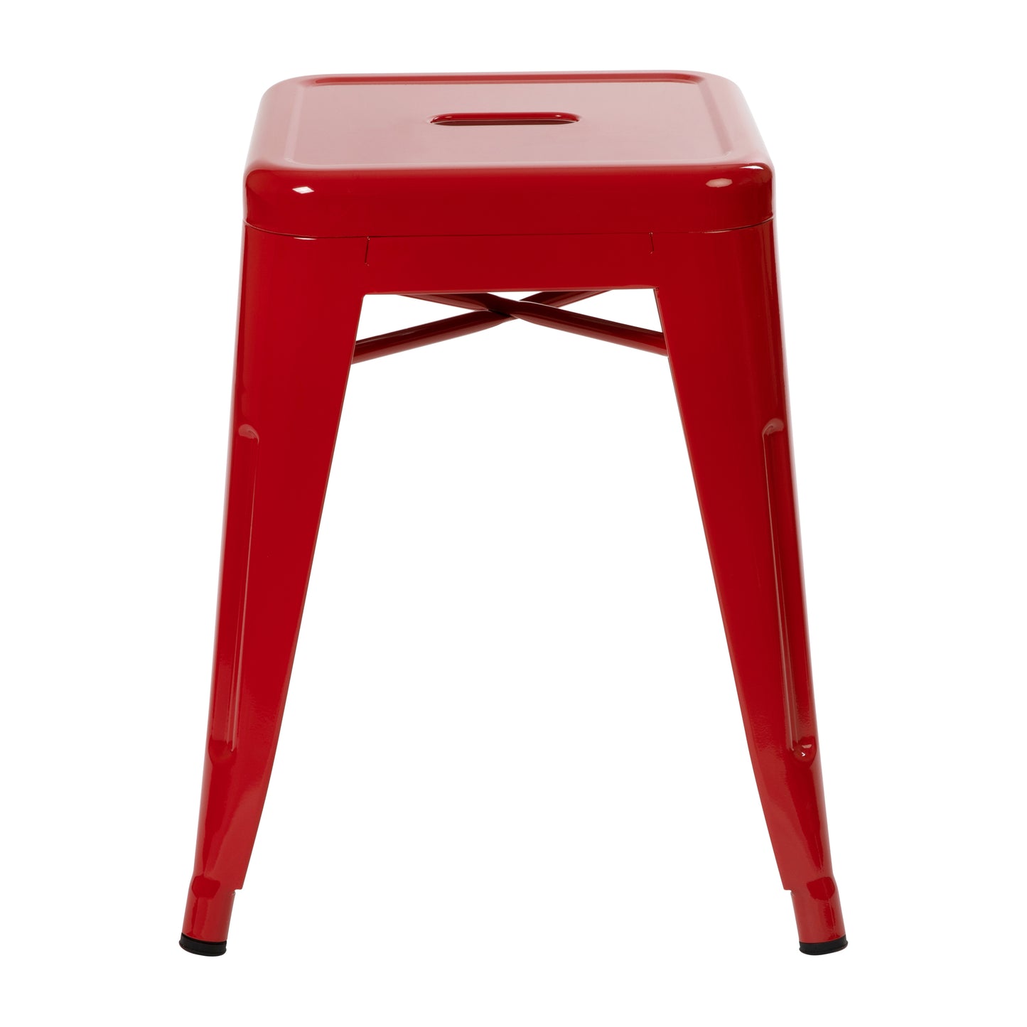 Kai 18" Table Height Stool, Stackable Backless Metal Indoor Dining Stool, Commercial Grade Restaurant Stool in Red - Set of 4 Red