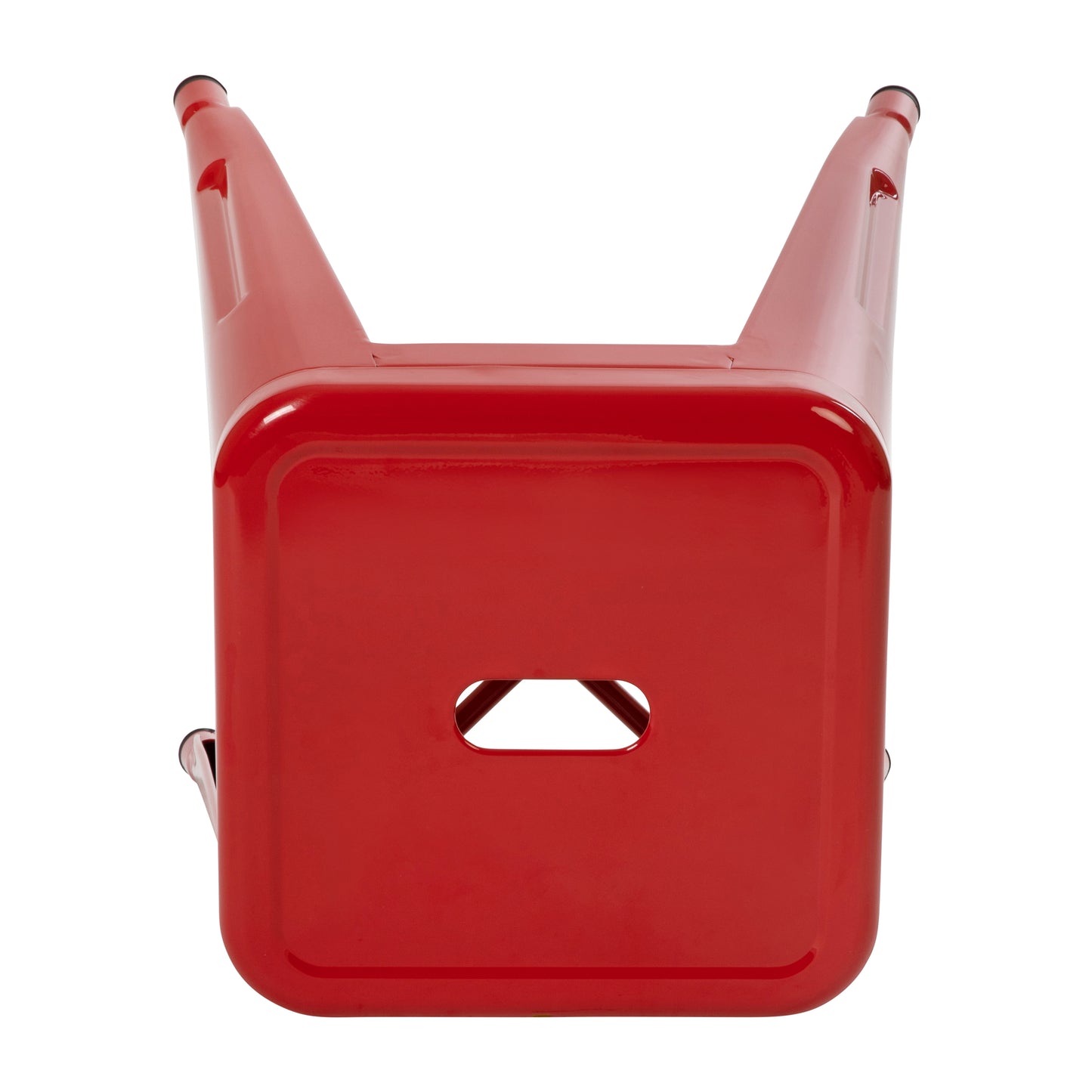 Kai 18" Table Height Stool, Stackable Backless Metal Indoor Dining Stool, Commercial Grade Restaurant Stool in Red - Set of 4 Red