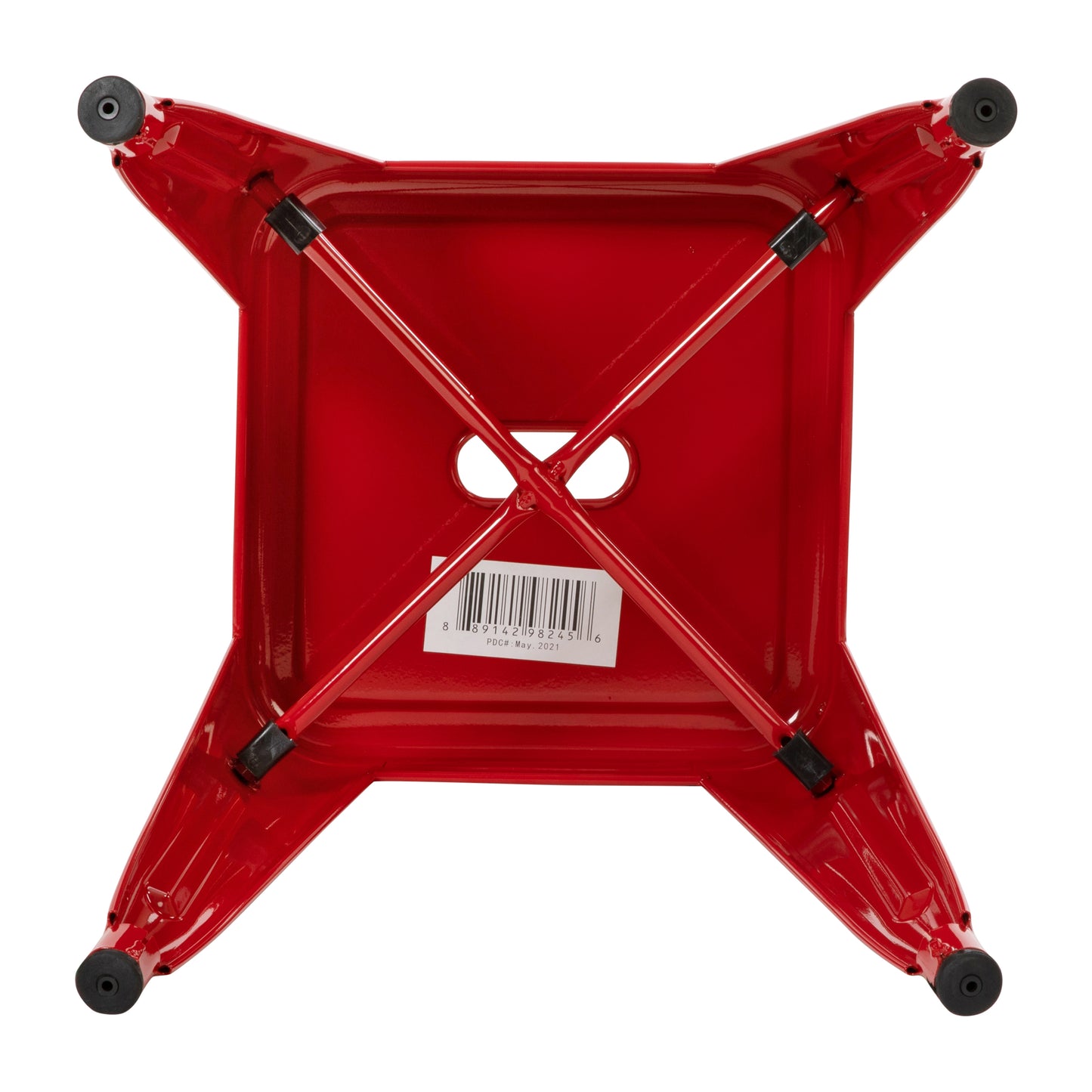 Kai 18" Table Height Stool, Stackable Backless Metal Indoor Dining Stool, Commercial Grade Restaurant Stool in Red - Set of 4 Red