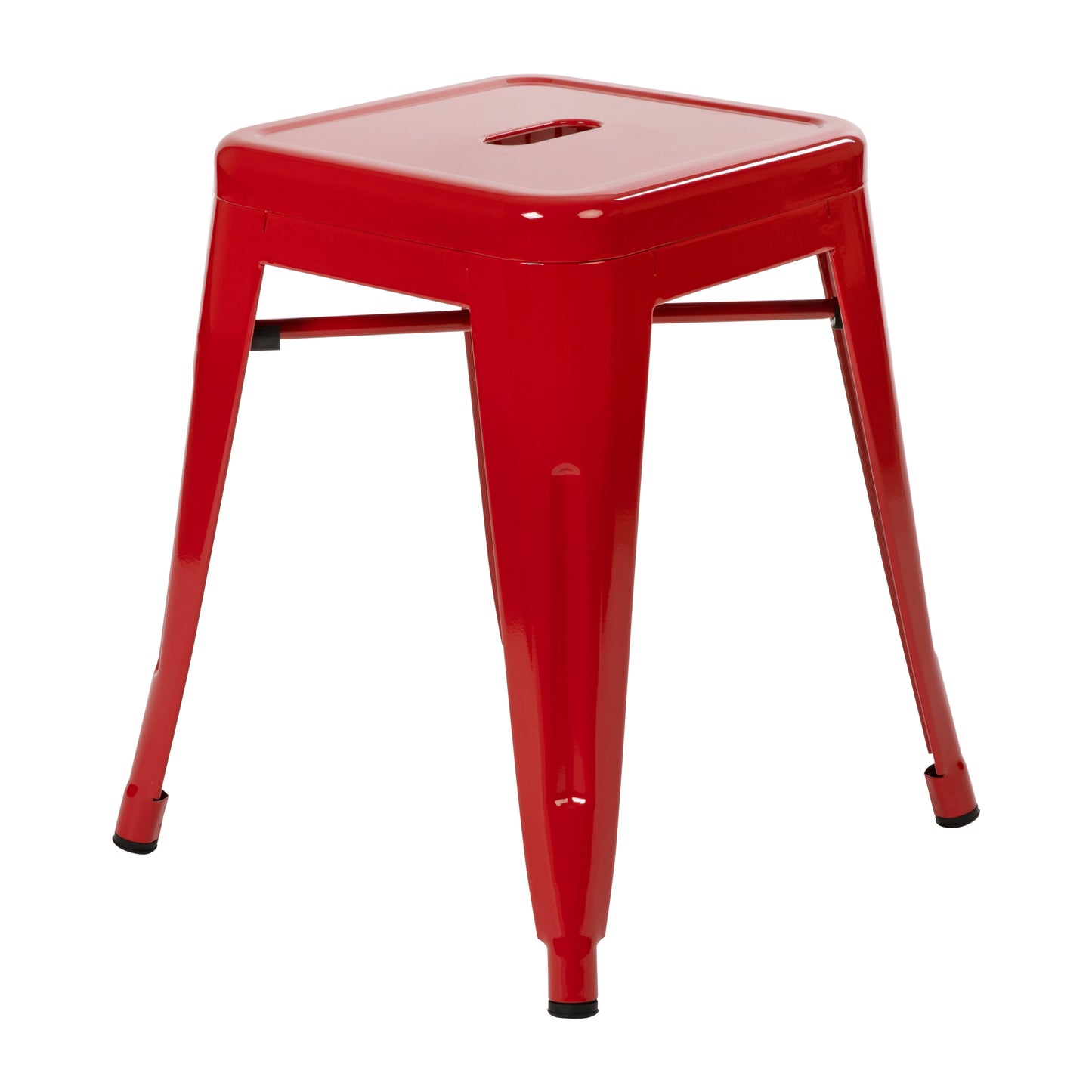 Kai 18" Table Height Stool, Stackable Backless Metal Indoor Dining Stool, Commercial Grade Restaurant Stool in Red - Set of 4 Red