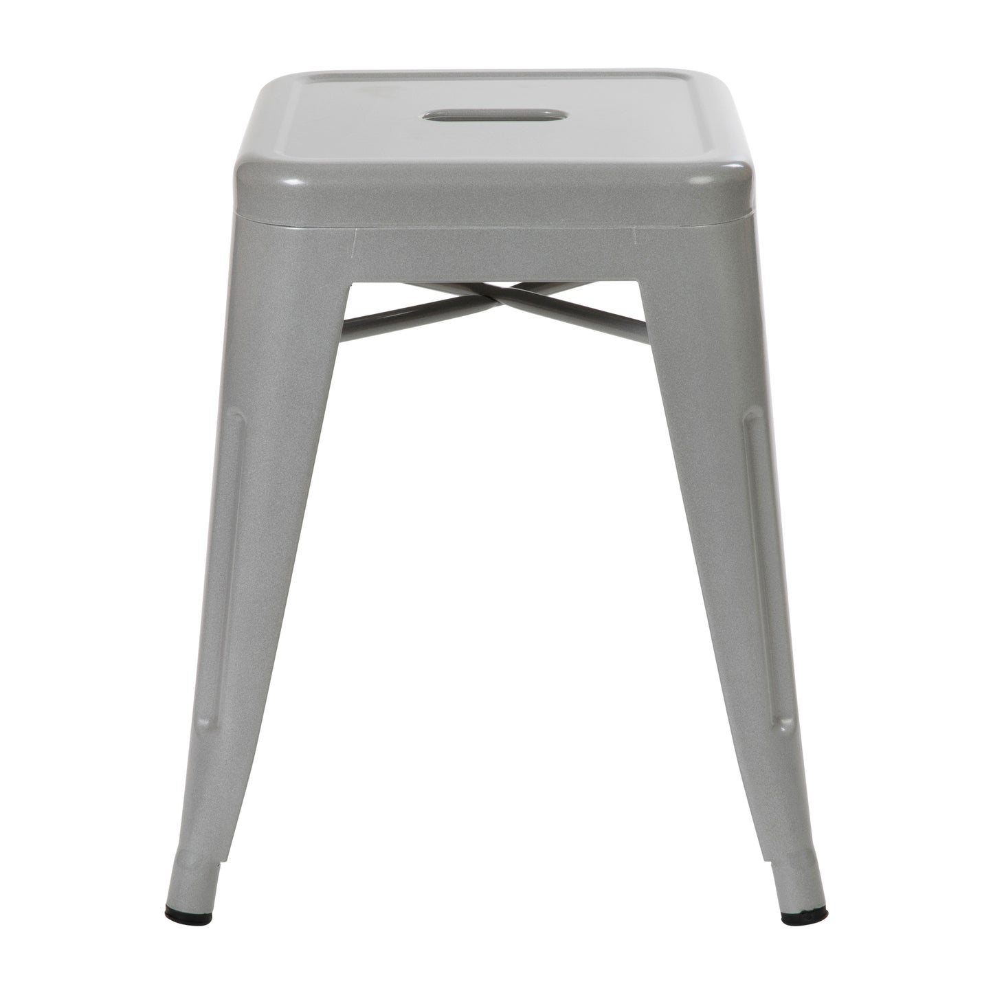 Kai 18" Table Height Stool, Stackable Backless Metal Indoor Dining Stool, Commercial Grade Restaurant Stool in Silver - Set of 4 Silver
