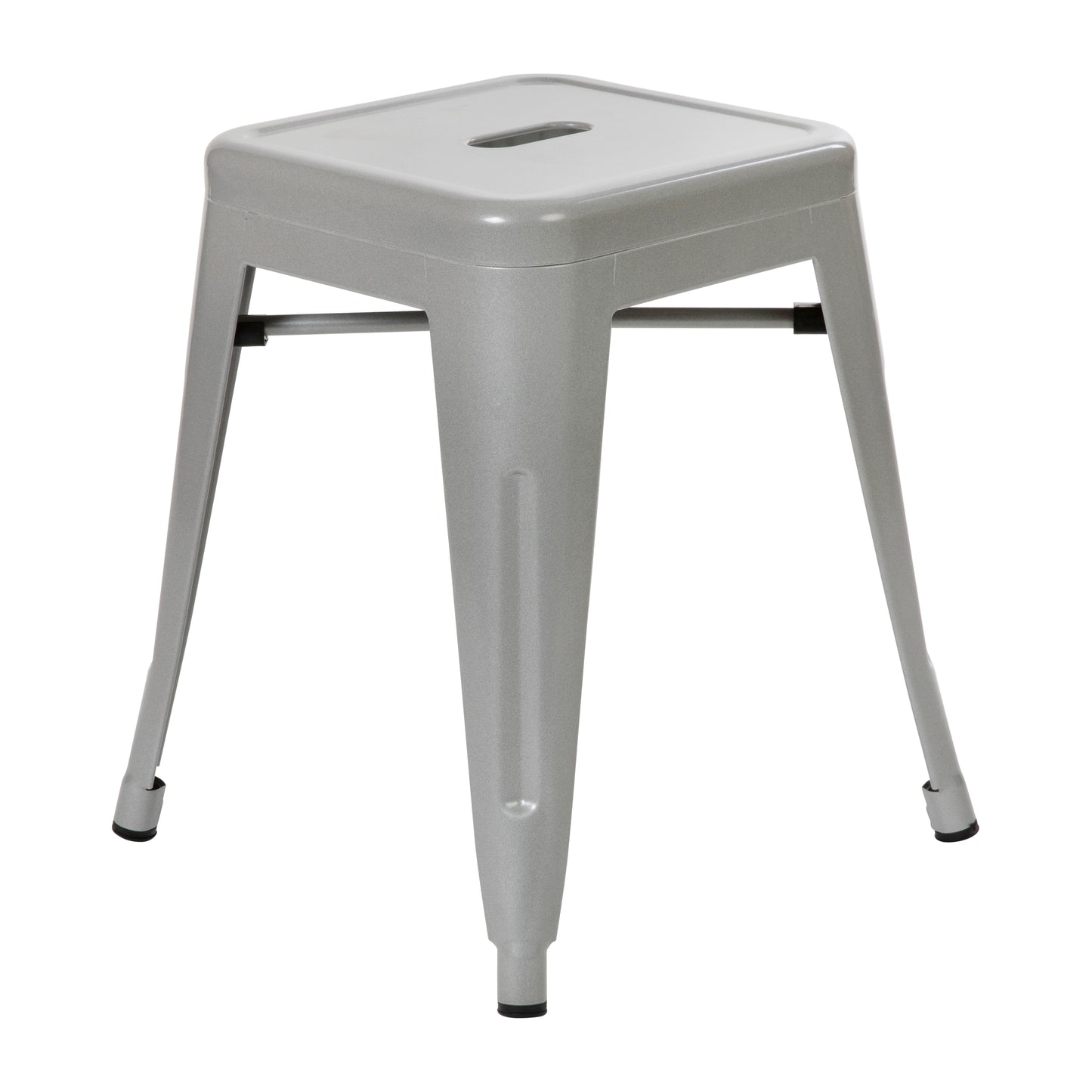 Kai 18" Table Height Stool, Stackable Backless Metal Indoor Dining Stool, Commercial Grade Restaurant Stool in Silver - Set of 4 Silver