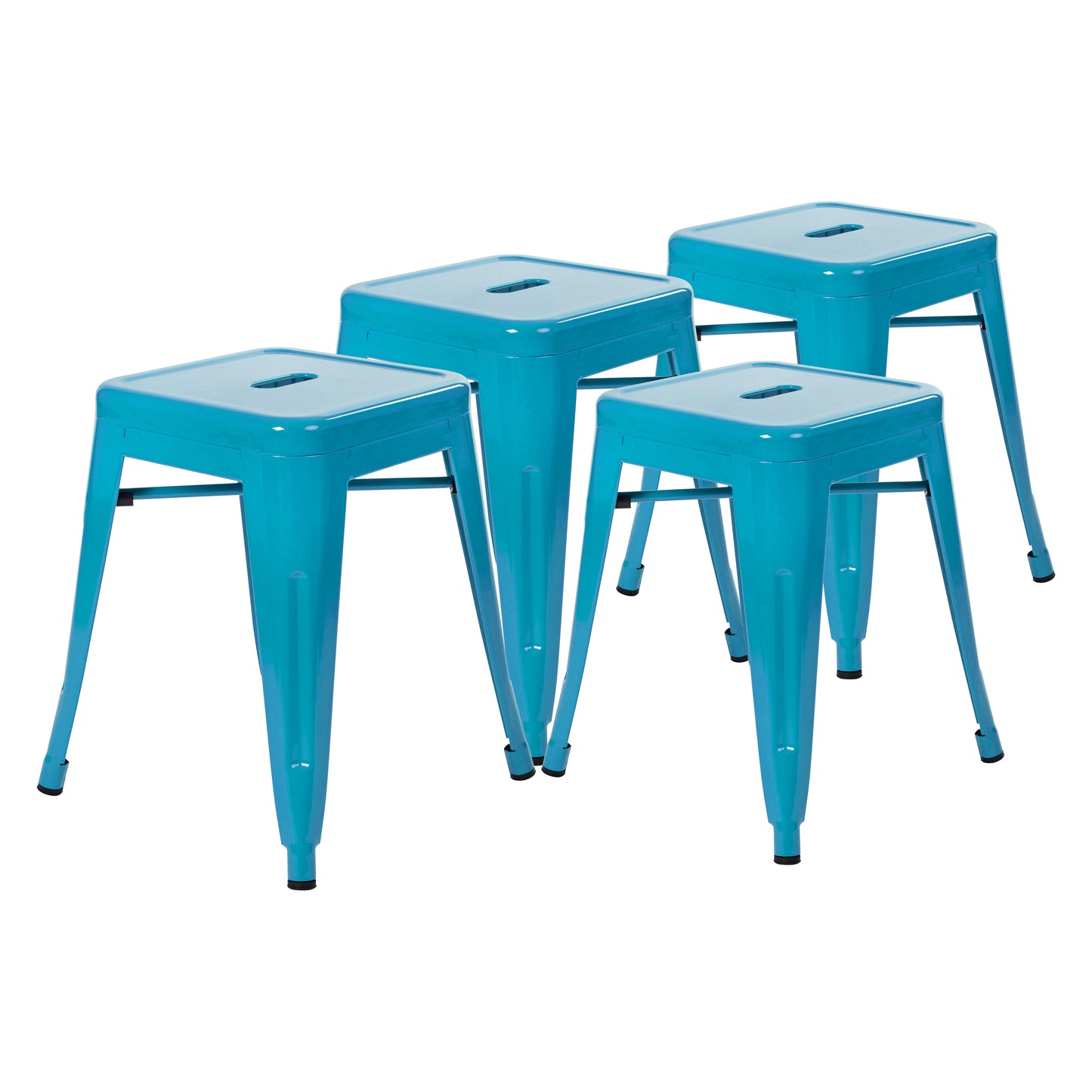 Kai 18" Table Height Stool, Stackable Backless Metal Indoor Dining Stool, Commercial Grade Restaurant Stool in Teal - Set of 4 Teal