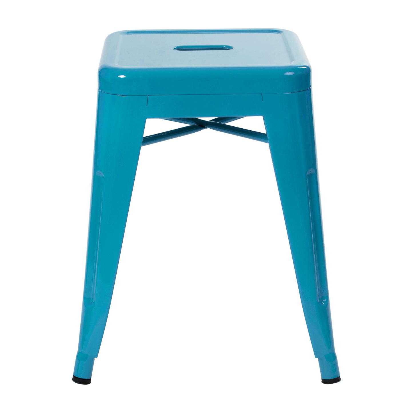 Kai 18" Table Height Stool, Stackable Backless Metal Indoor Dining Stool, Commercial Grade Restaurant Stool in Teal - Set of 4 Teal