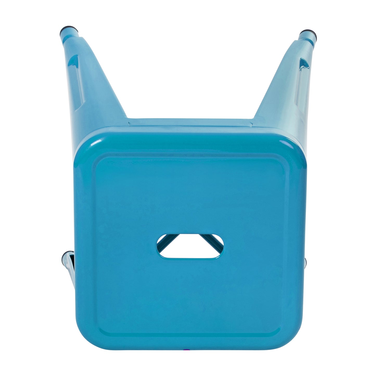 Kai 18" Table Height Stool, Stackable Backless Metal Indoor Dining Stool, Commercial Grade Restaurant Stool in Teal - Set of 4 Teal