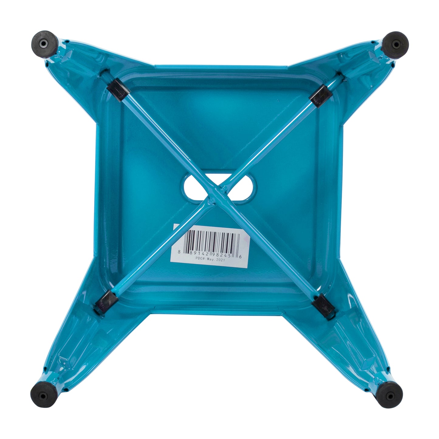 Kai 18" Table Height Stool, Stackable Backless Metal Indoor Dining Stool, Commercial Grade Restaurant Stool in Teal - Set of 4 Teal