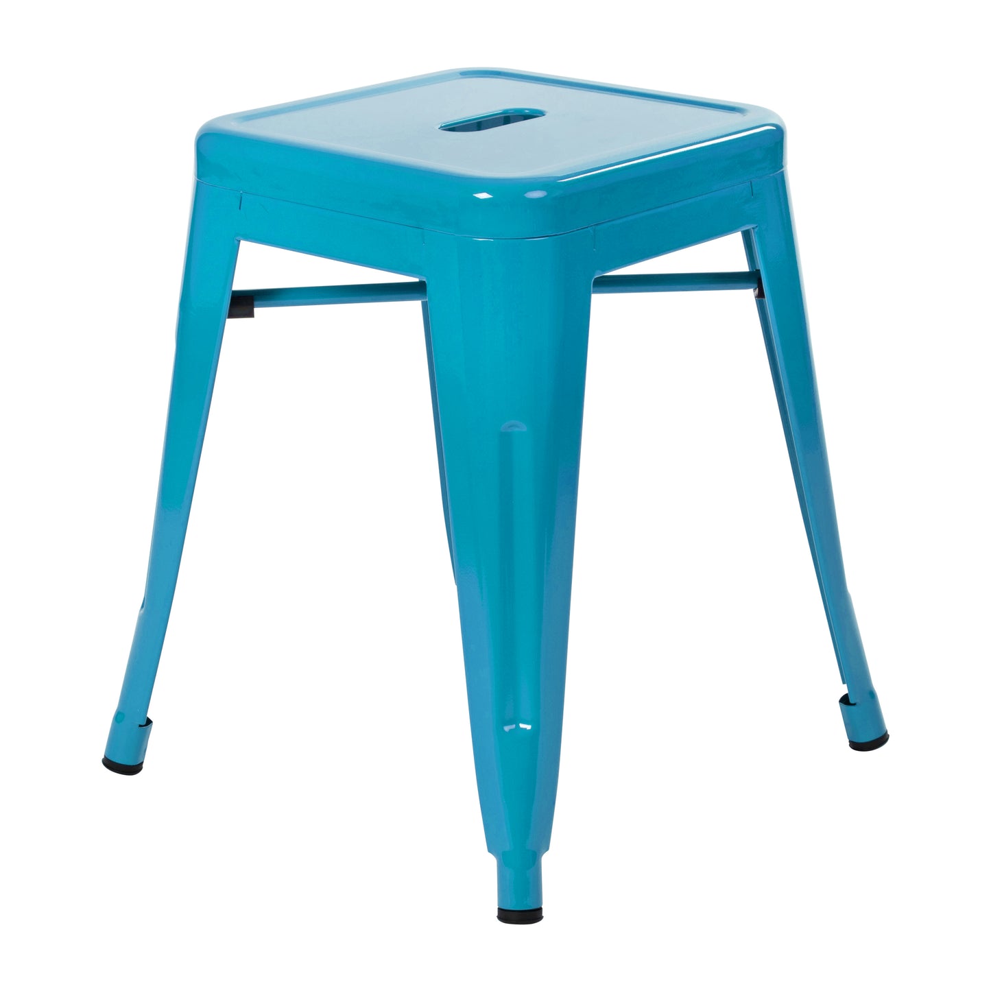 Kai 18" Table Height Stool, Stackable Backless Metal Indoor Dining Stool, Commercial Grade Restaurant Stool in Teal - Set of 4 Teal
