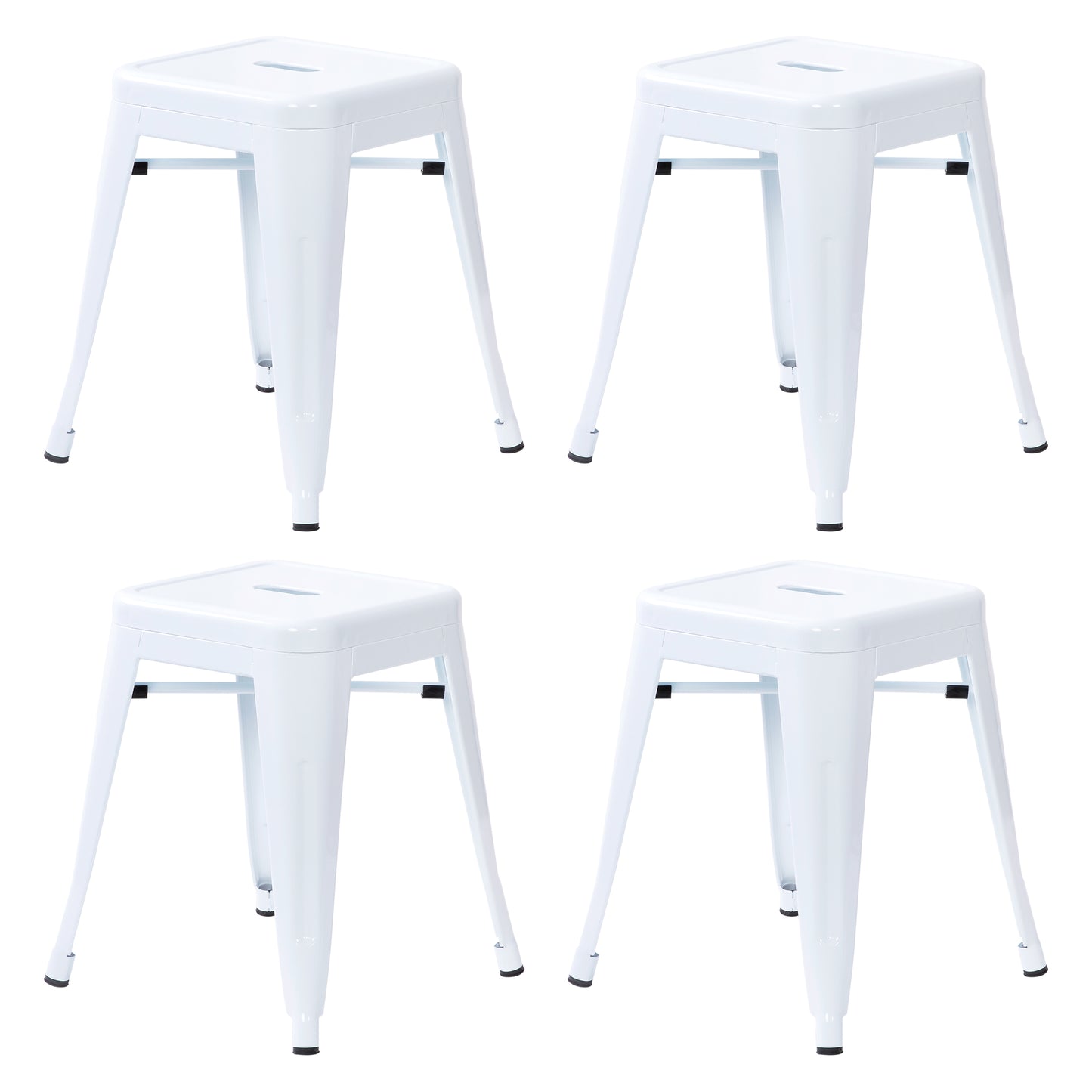 18" Table Height Stool, Stackable Backless Metal Indoor Dining Stool, Commercial Grade Restaurant Stool in White - Set of 4 White ET-BT3503-18-WH-GG