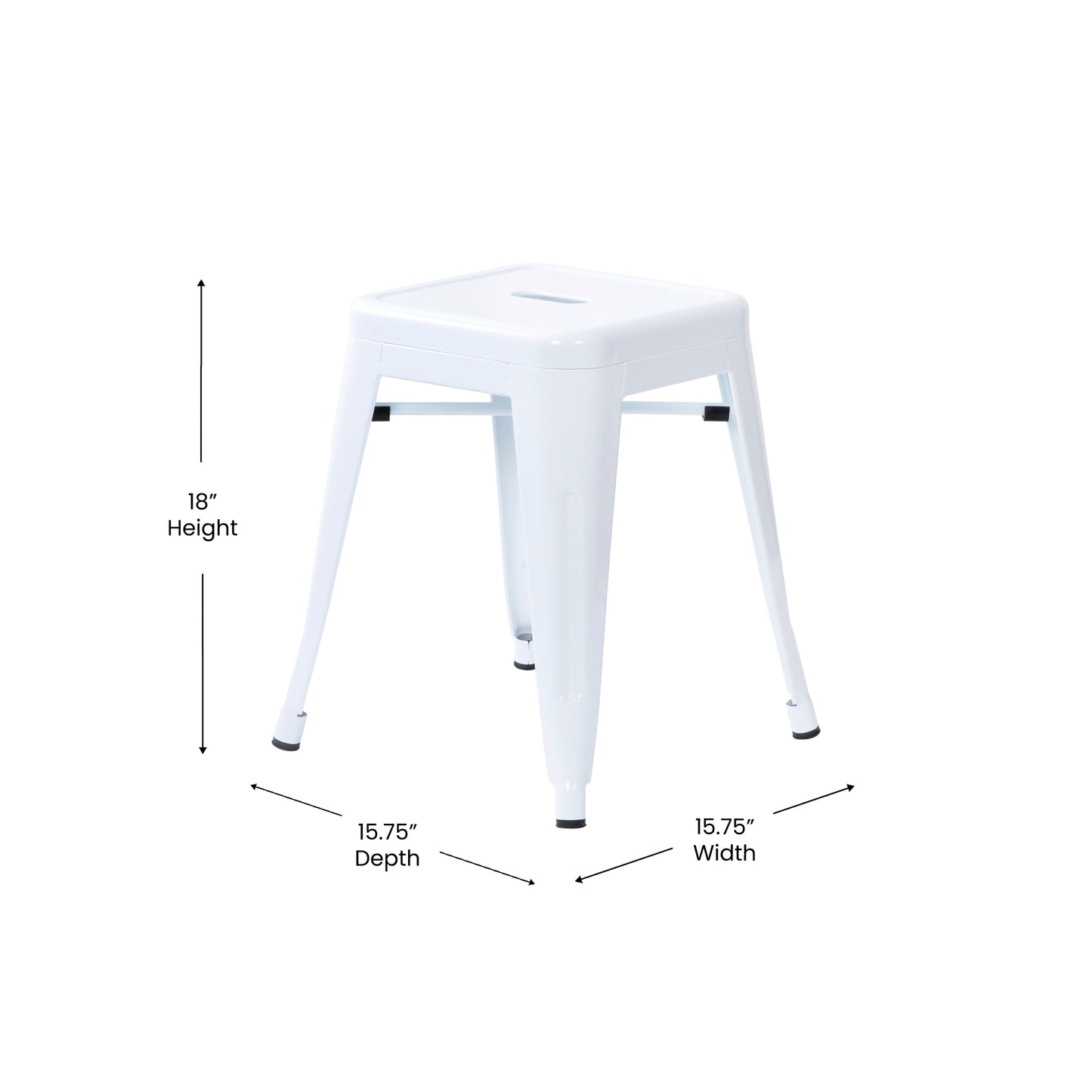 18" Table Height Stool, Stackable Backless Metal Indoor Dining Stool, Commercial Grade Restaurant Stool in White - Set of 4 White ET-BT3503-18-WH-GG