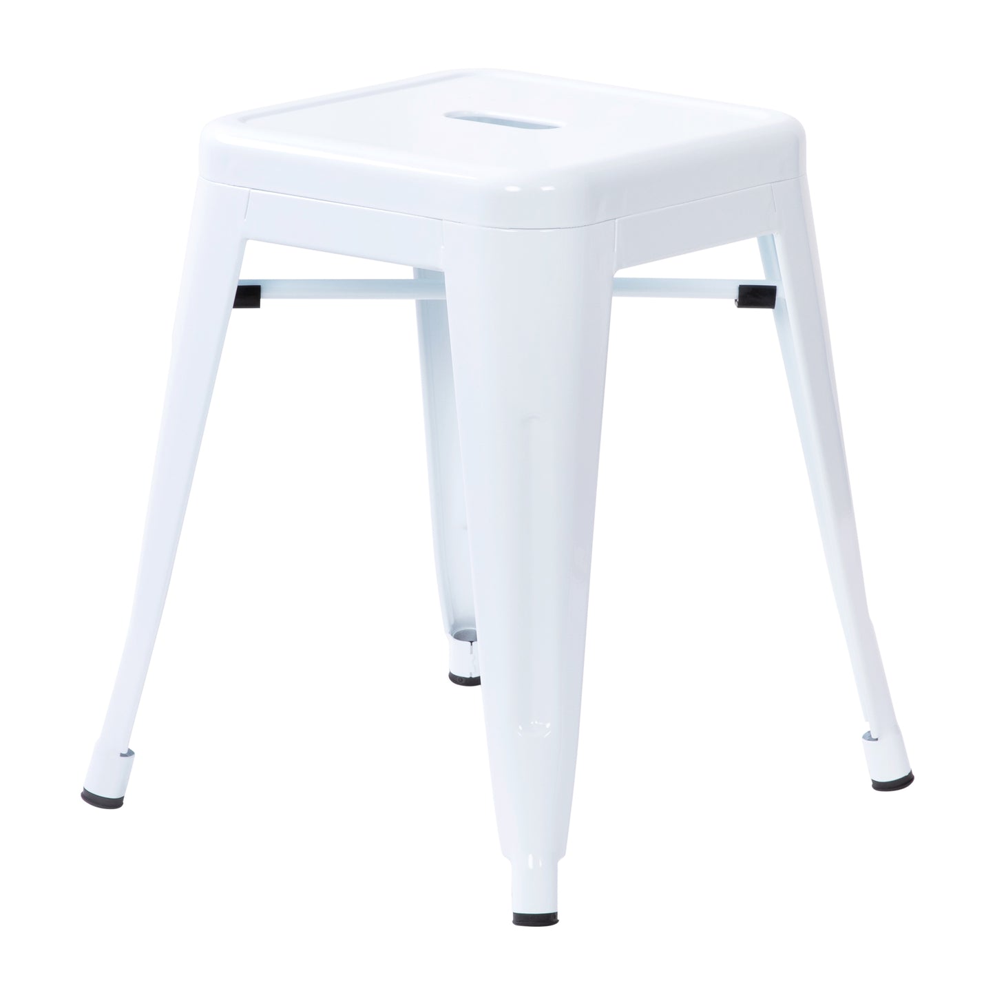 18" Table Height Stool, Stackable Backless Metal Indoor Dining Stool, Commercial Grade Restaurant Stool in White - Set of 4 White ET-BT3503-18-WH-GG