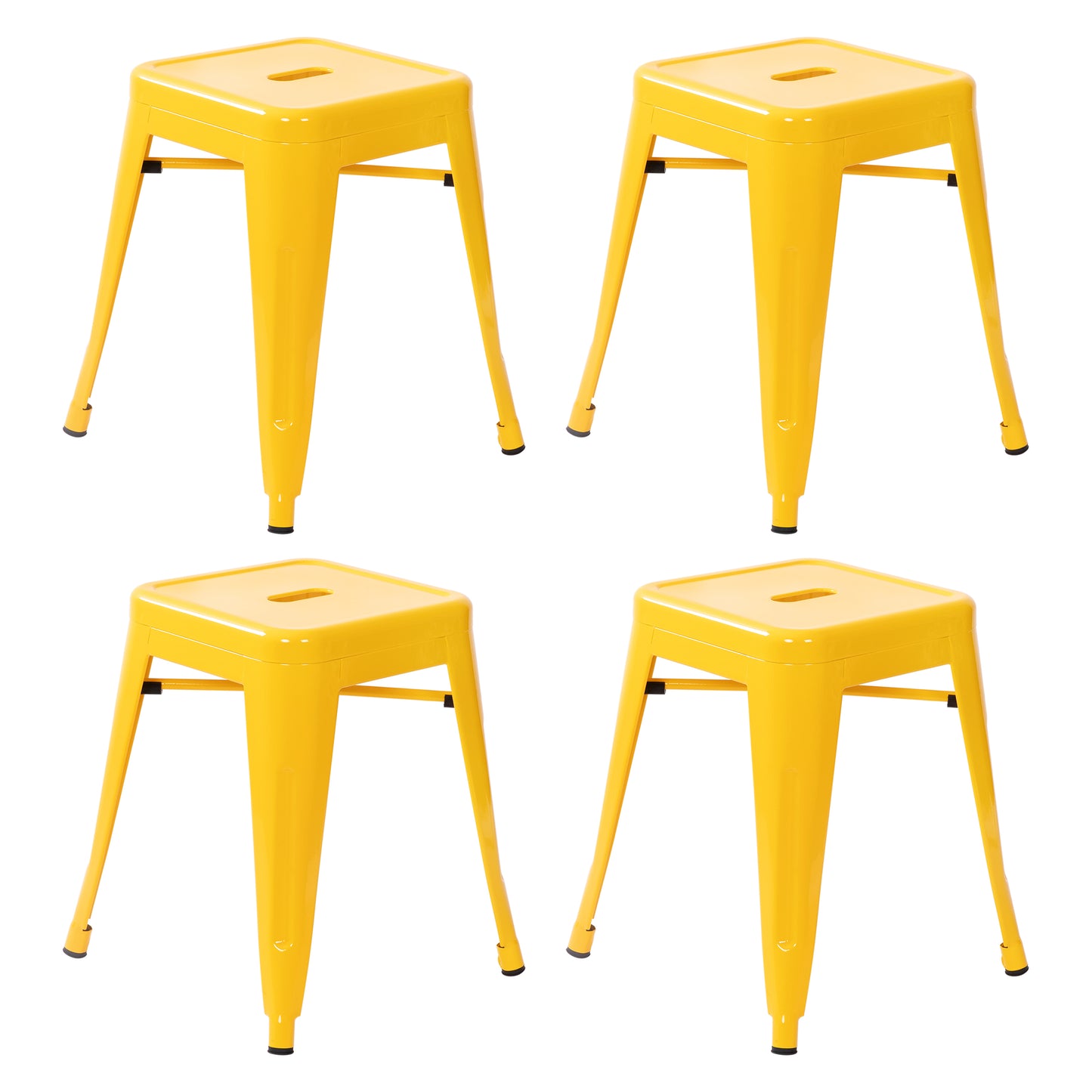 18" Table Height Stool, Stackable Backless Metal Indoor Dining Stool, Commercial Grade Restaurant Stool in Yellow - Set of 4 Yellow ET-BT3503-18-YL-GG