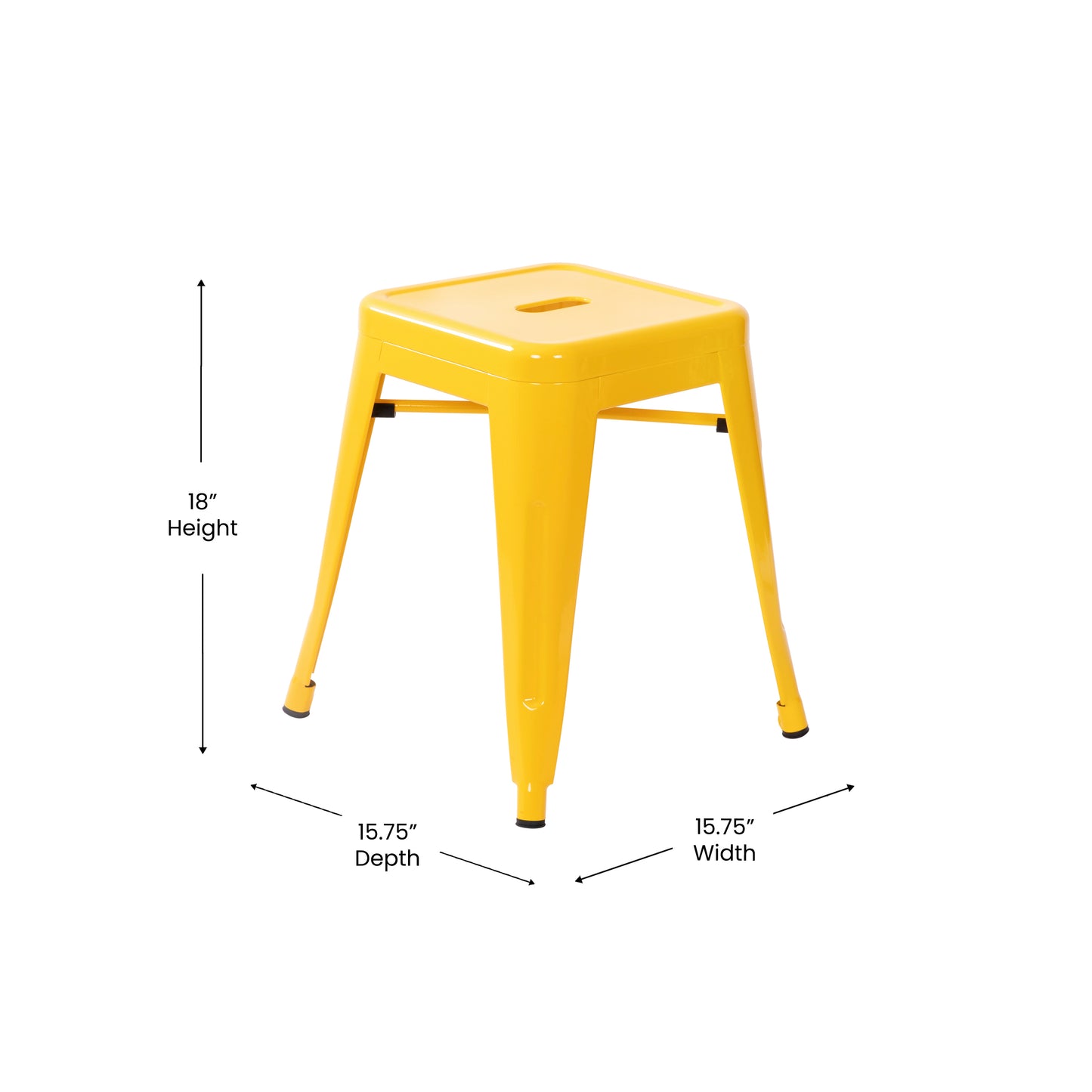 18" Table Height Stool, Stackable Backless Metal Indoor Dining Stool, Commercial Grade Restaurant Stool in Yellow - Set of 4 Yellow ET-BT3503-18-YL-GG