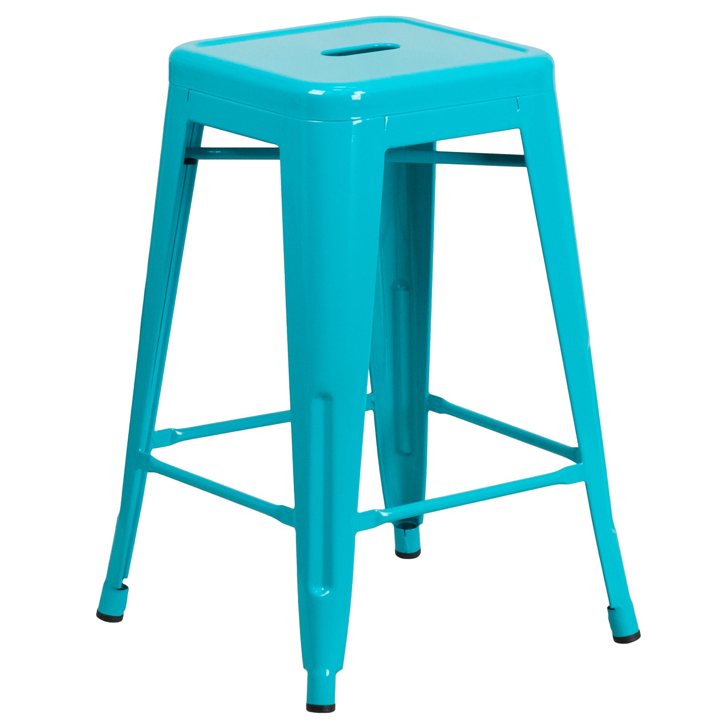 Kai Commercial Grade 24" High Backless Crystal Teal-Blue Indoor-Outdoor Counter Height Stool Crystal Teal-Blue