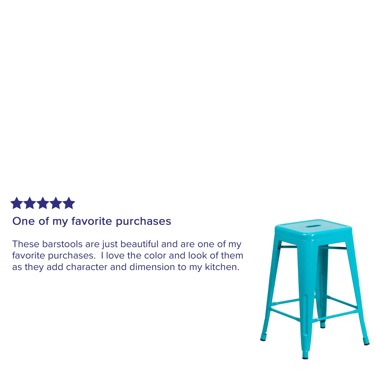 Kai Commercial Grade 24" High Backless Crystal Teal-Blue Indoor-Outdoor Counter Height Stool Crystal Teal-Blue