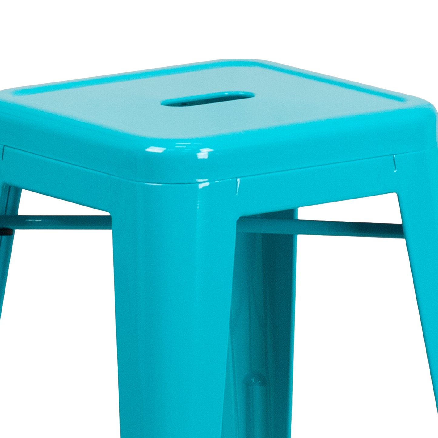 Kai Commercial Grade 24" High Backless Crystal Teal-Blue Indoor-Outdoor Counter Height Stool Crystal Teal-Blue