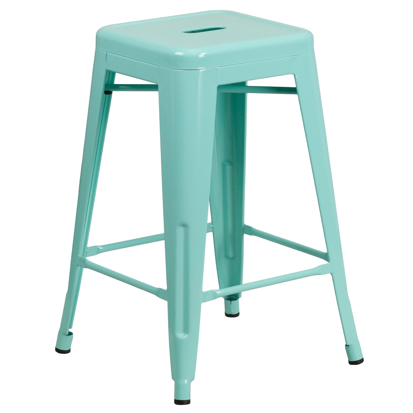 Kai Commercial Grade 24" High Backless Mint Green Indoor-Outdoor Counter Height Stool Mint Green
