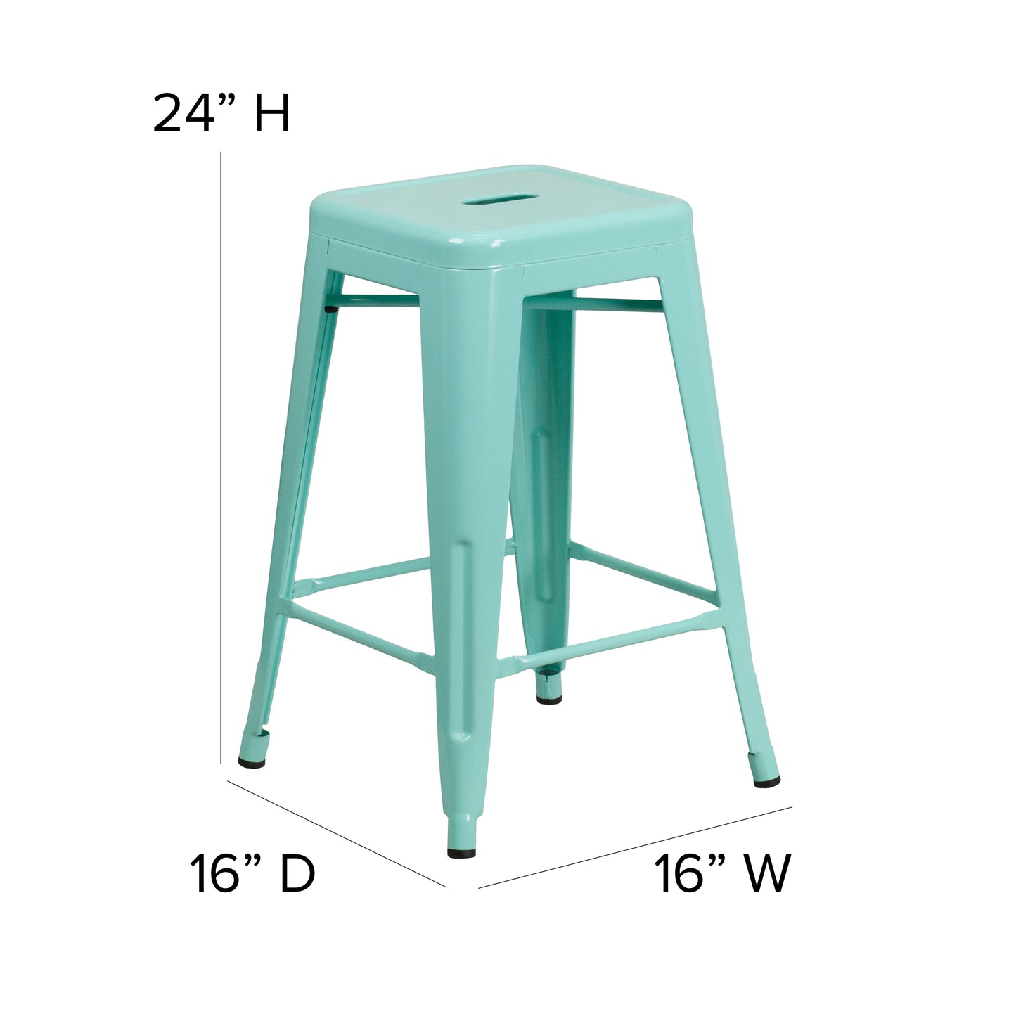 Kai Commercial Grade 24" High Backless Mint Green Indoor-Outdoor Counter Height Stool Mint Green