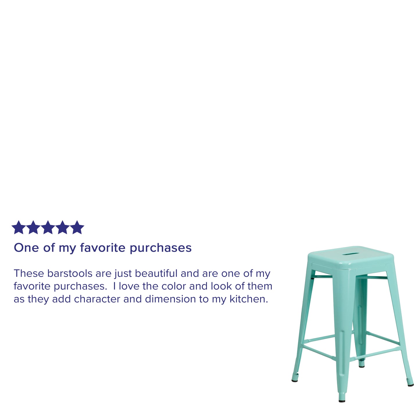 Kai Commercial Grade 24" High Backless Mint Green Indoor-Outdoor Counter Height Stool Mint Green