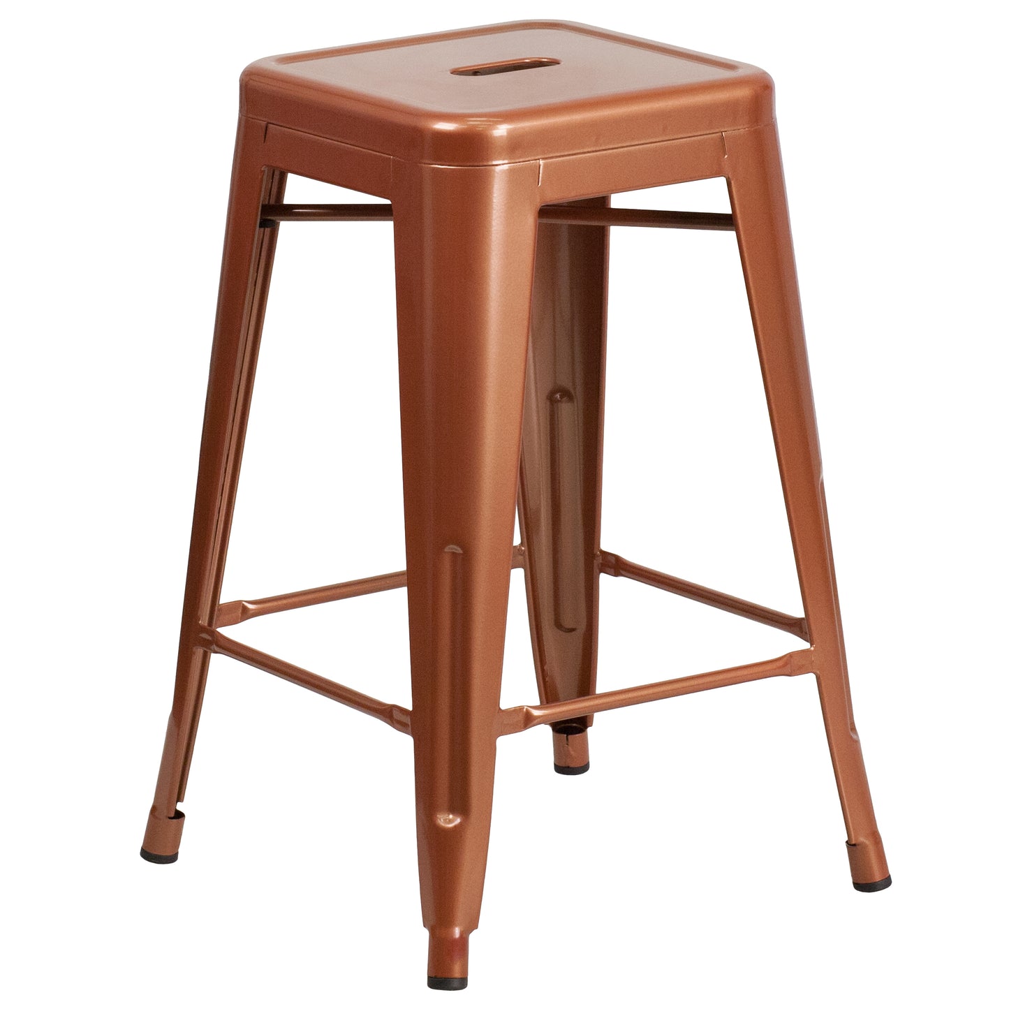 Kai Commercial Grade 24" High Backless Copper Indoor-Outdoor Counter Height Stool Copper