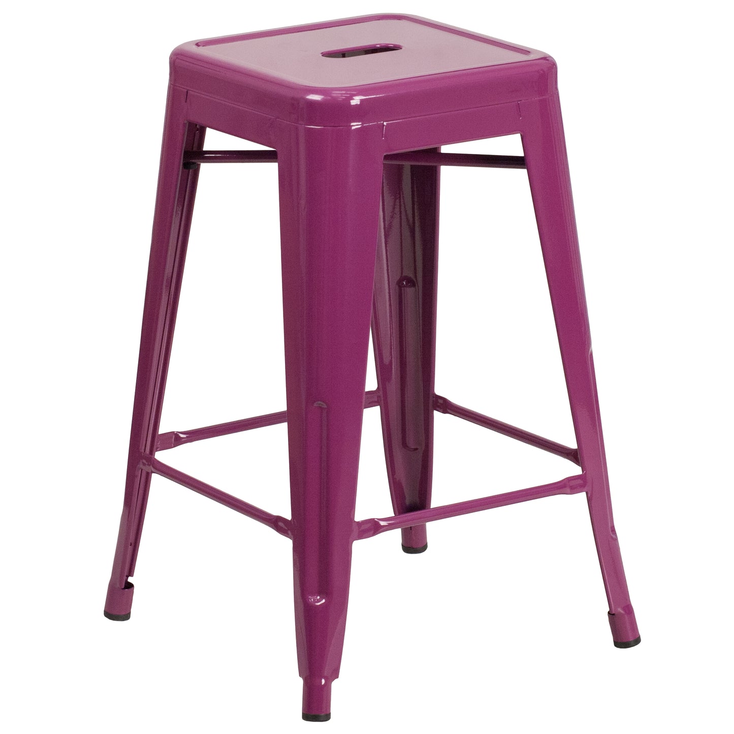 Kai Commercial Grade 24" High Backless Purple Indoor-Outdoor Counter Height Stool Purple