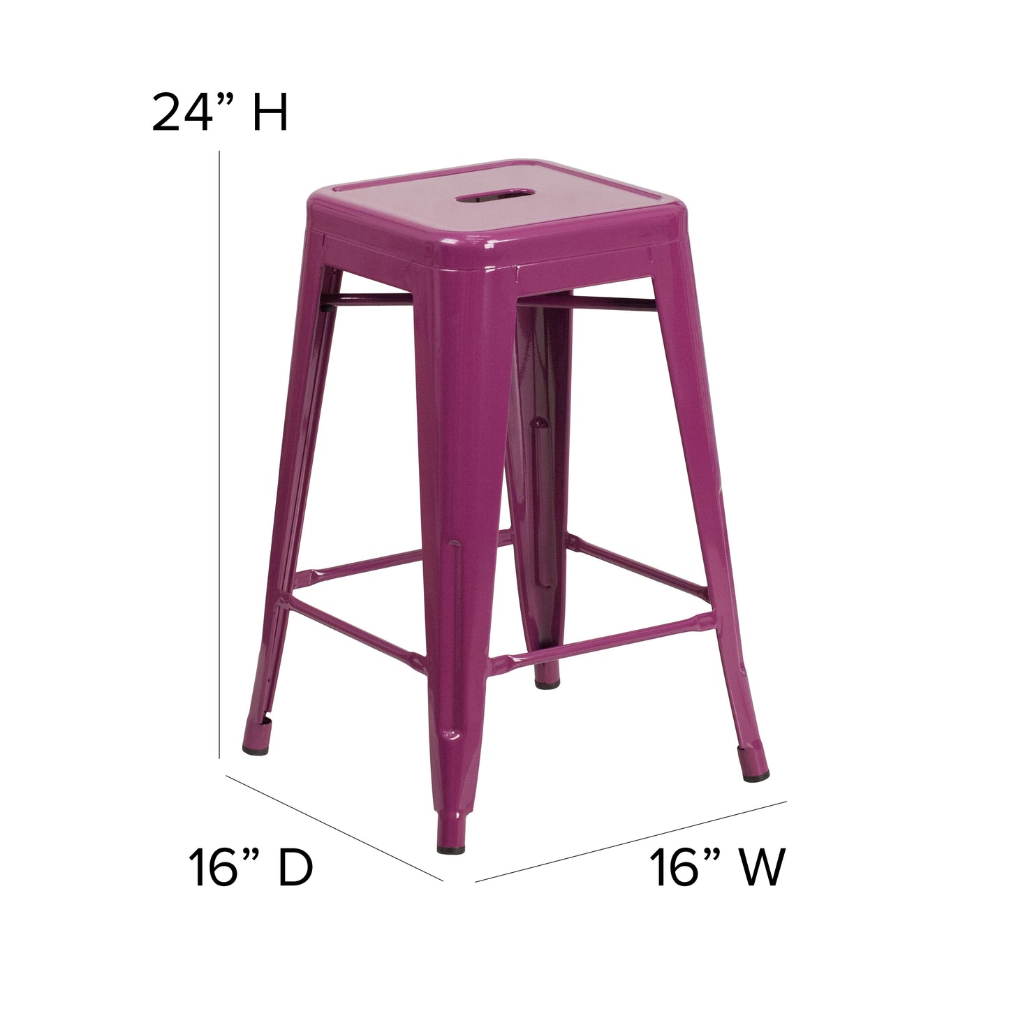 Kai Commercial Grade 24" High Backless Purple Indoor-Outdoor Counter Height Stool Purple