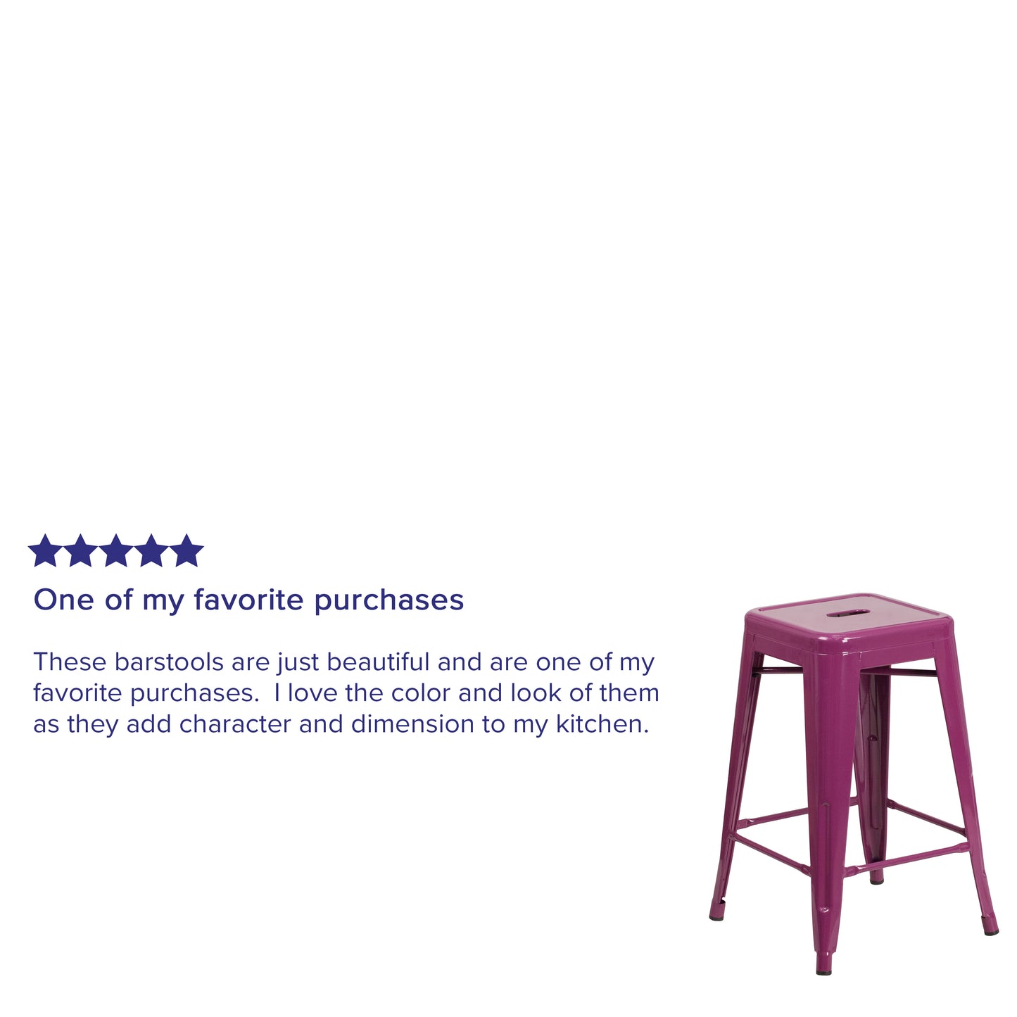 Kai Commercial Grade 24" High Backless Purple Indoor-Outdoor Counter Height Stool Purple
