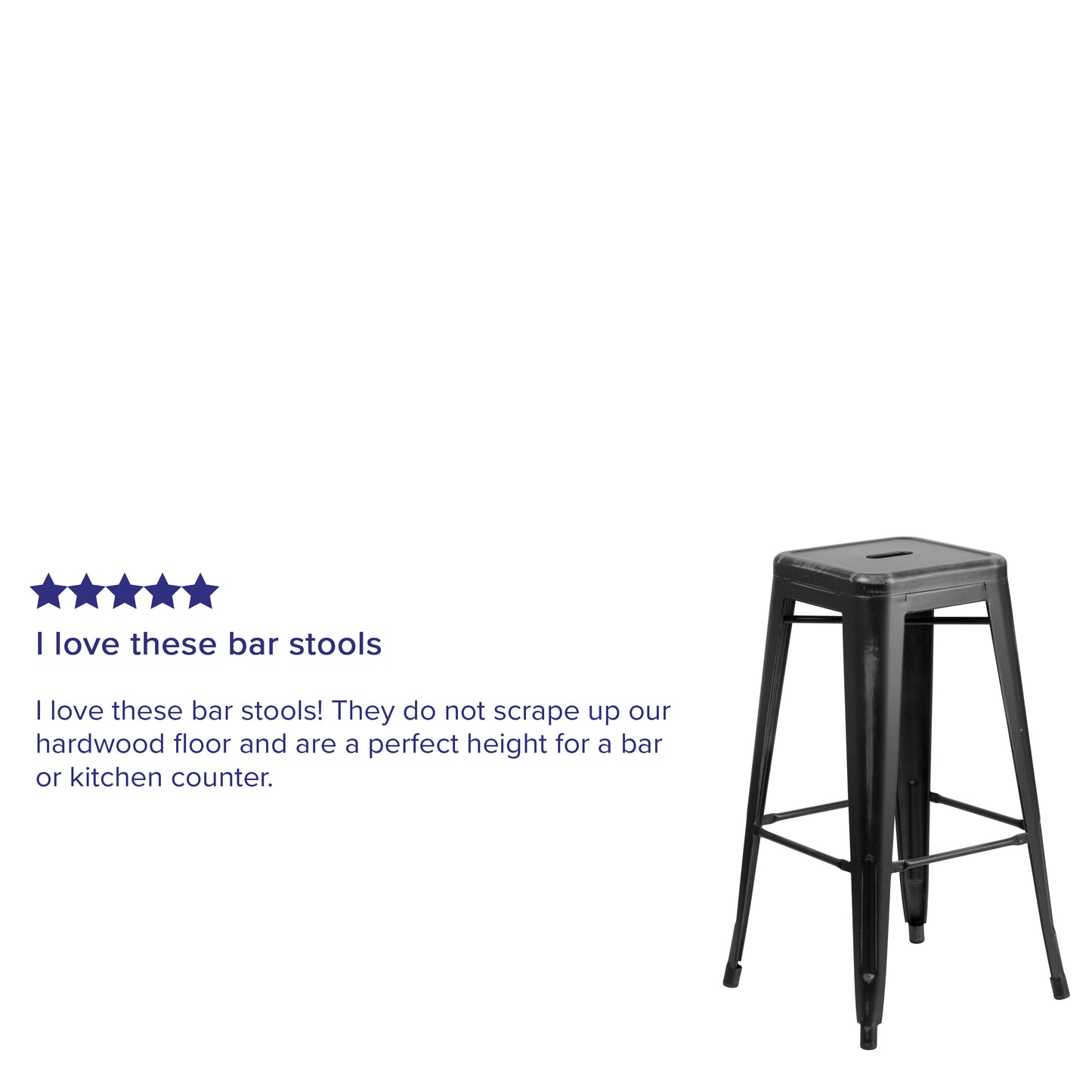 Kai Commercial Grade 30" High Backless Distressed Black Metal Indoor-Outdoor Barstool Black