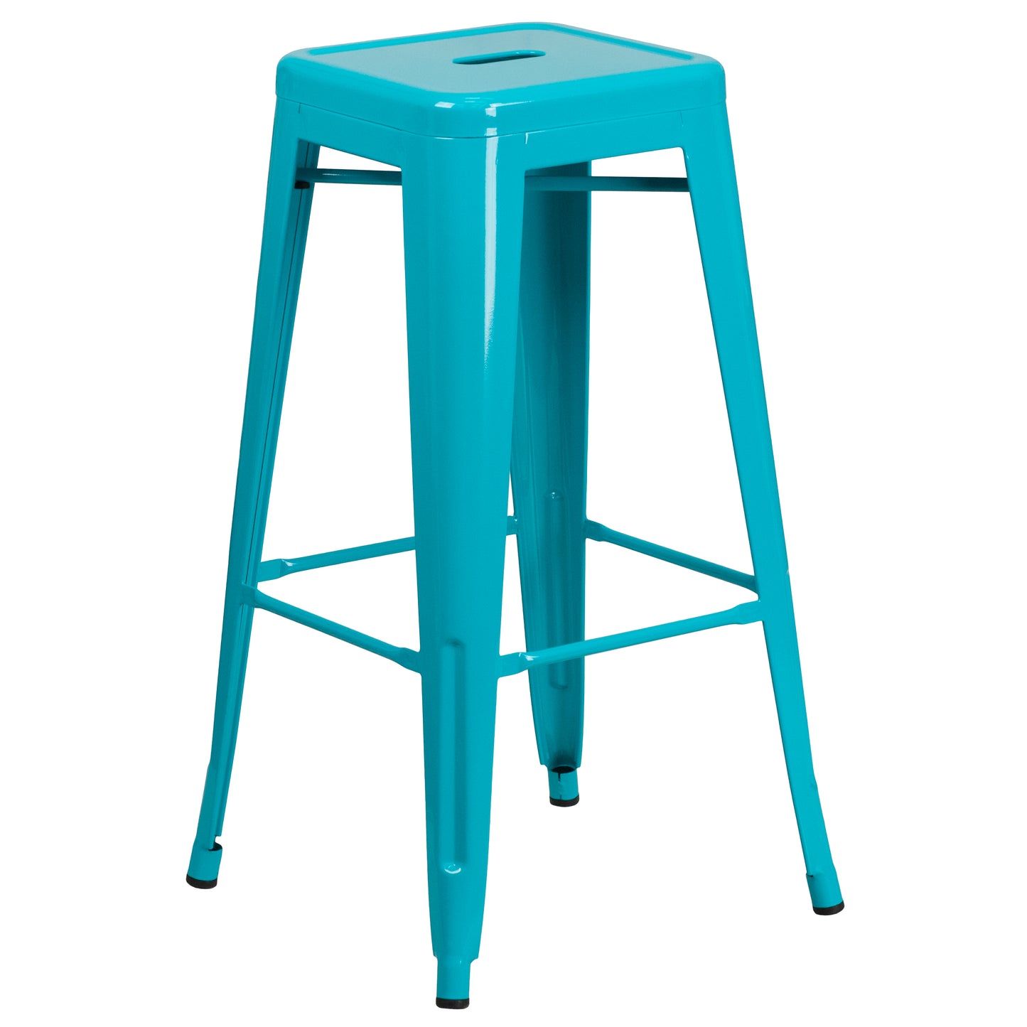 Kai Commercial Grade 30" High Backless Crystal Teal-Blue Indoor-Outdoor Barstool Crystal Teal-Blue