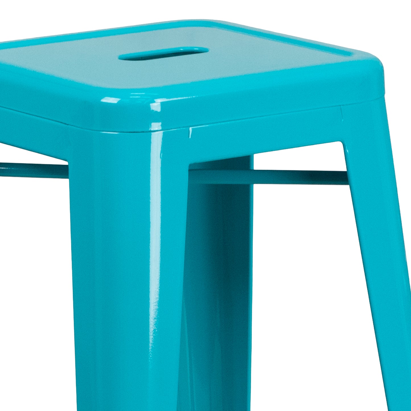 Kai Commercial Grade 30" High Backless Crystal Teal-Blue Indoor-Outdoor Barstool Crystal Teal-Blue