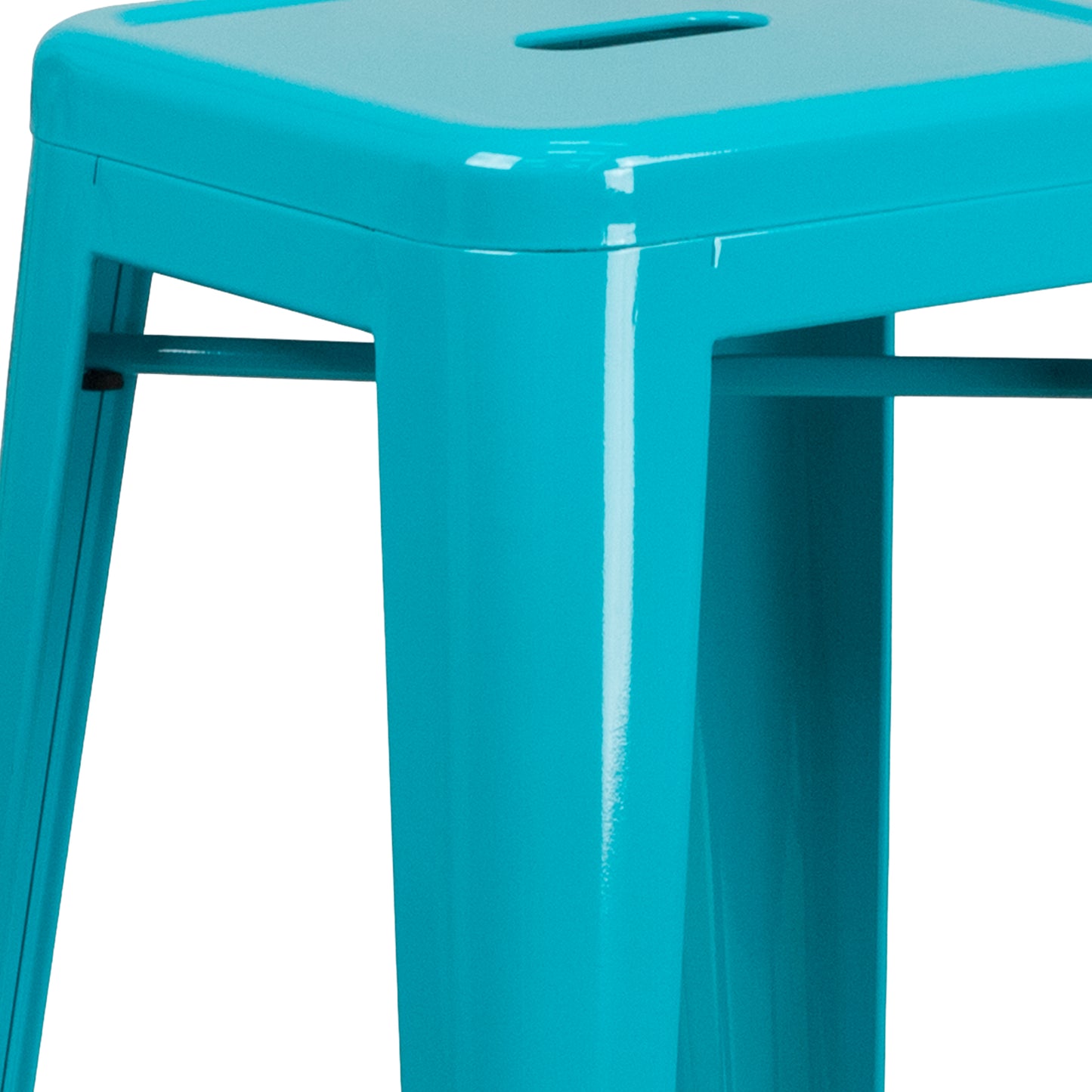 Kai Commercial Grade 30" High Backless Crystal Teal-Blue Indoor-Outdoor Barstool Crystal Teal-Blue