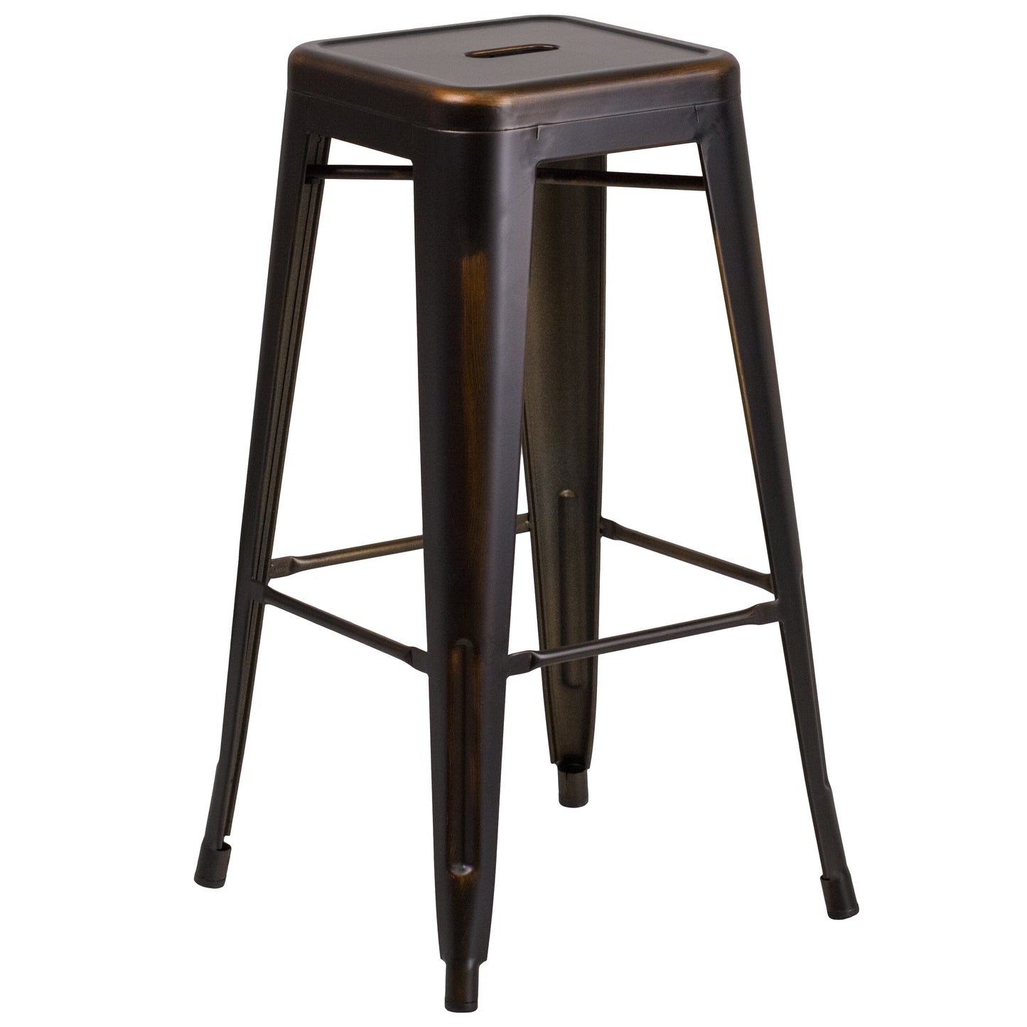 Kai Commercial Grade 30" High Backless Distressed Copper Metal Indoor-Outdoor Barstool Copper