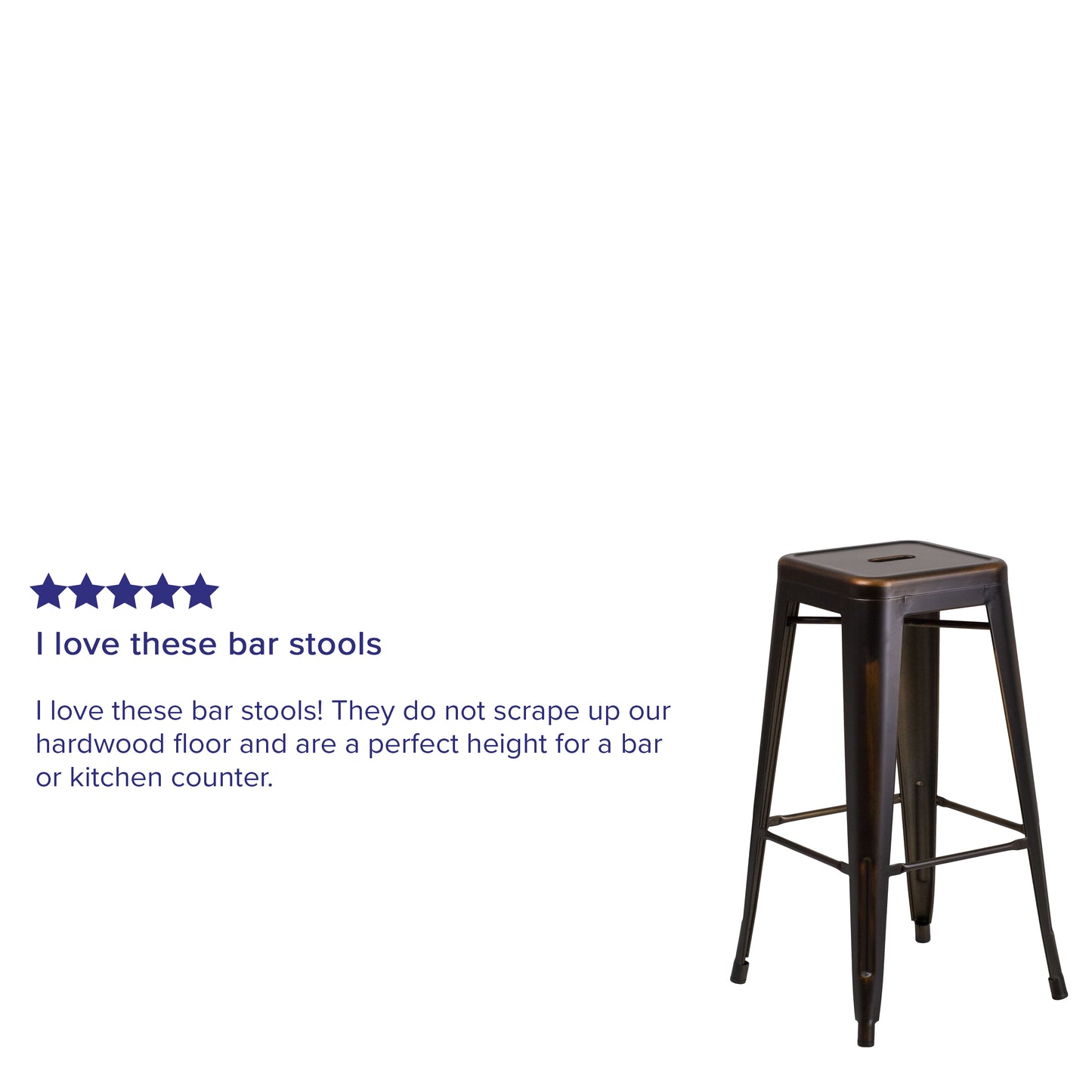 Kai Commercial Grade 30" High Backless Distressed Copper Metal Indoor-Outdoor Barstool Copper
