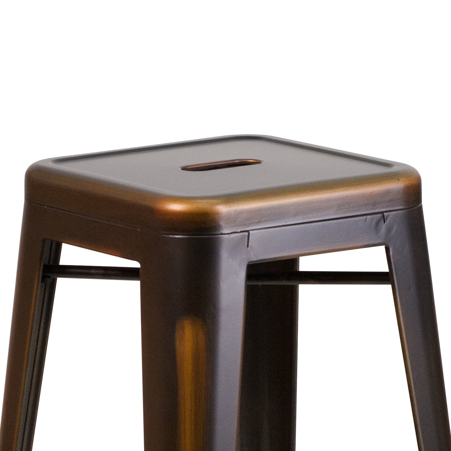 Kai Commercial Grade 30" High Backless Distressed Copper Metal Indoor-Outdoor Barstool Copper