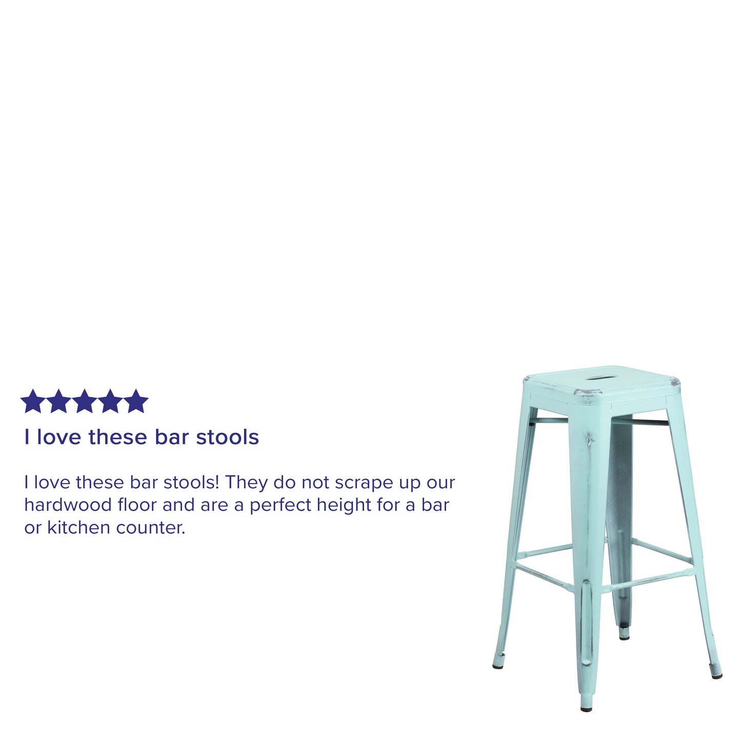 Kai Commercial Grade 30" High Backless Distressed Green-Blue Metal Indoor-Outdoor Barstool Green-Blue