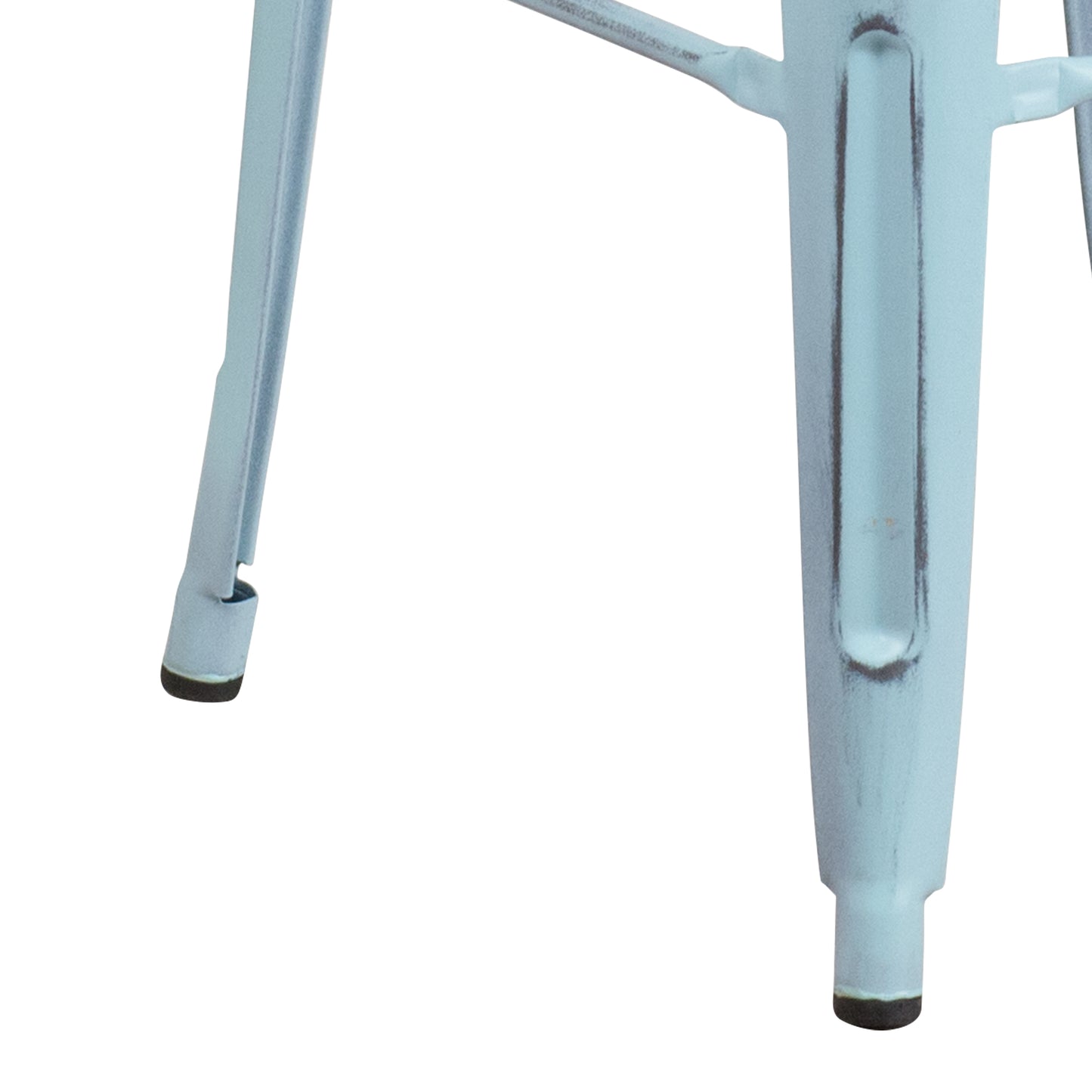Kai Commercial Grade 30" High Backless Distressed Green-Blue Metal Indoor-Outdoor Barstool Green-Blue