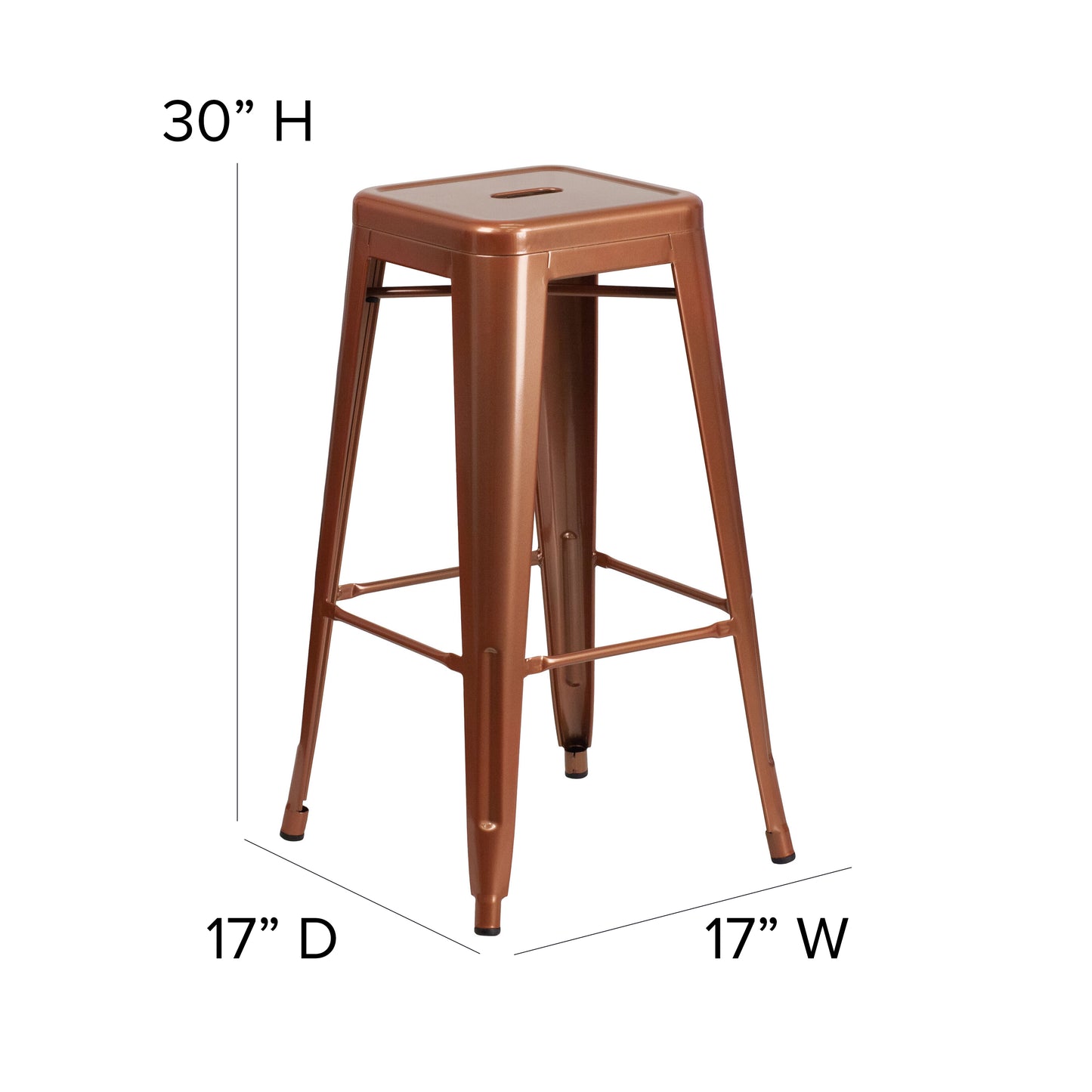 Kai Commercial Grade 30" High Backless Copper Indoor-Outdoor Barstool Copper