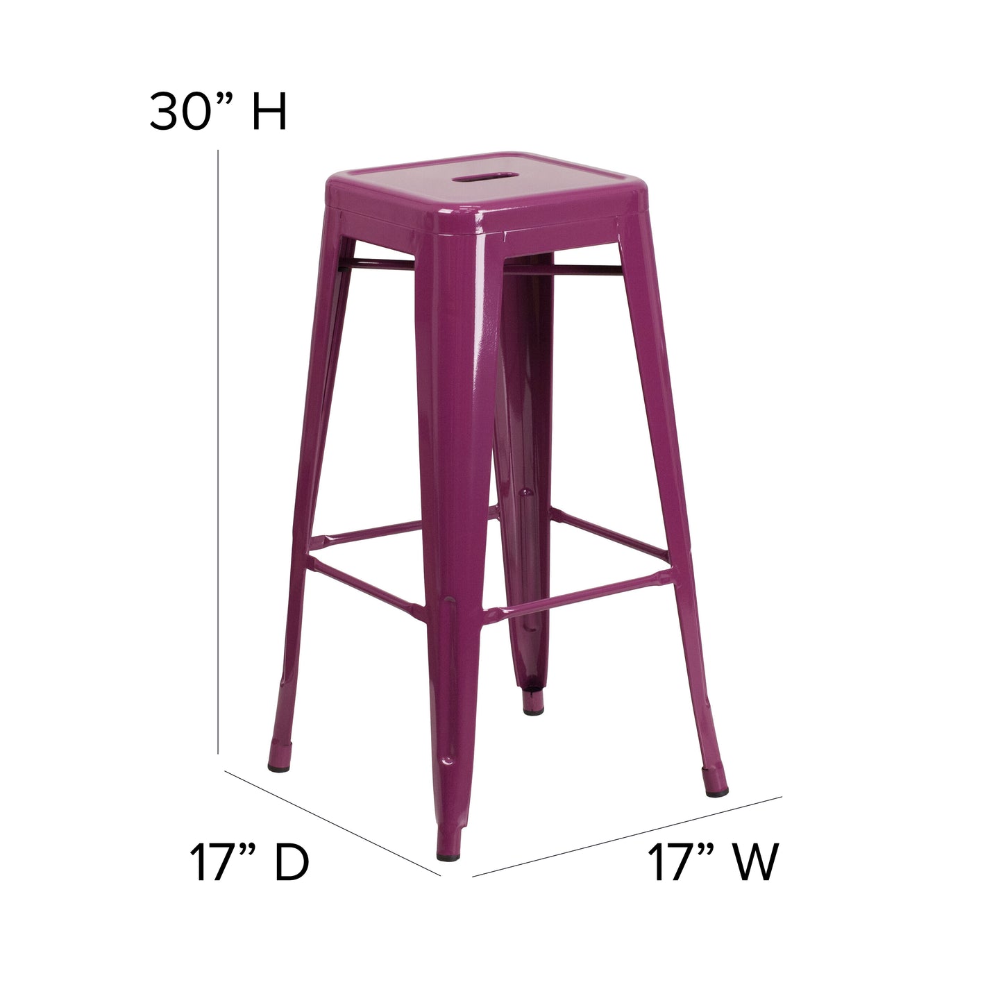 Kai Commercial Grade 30" High Backless Purple Indoor-Outdoor Barstool Purple