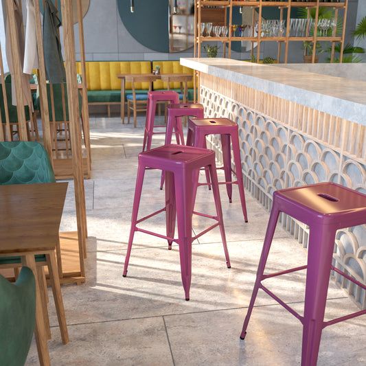 Kai Commercial Grade 30" High Backless Purple Indoor-Outdoor Barstool Purple