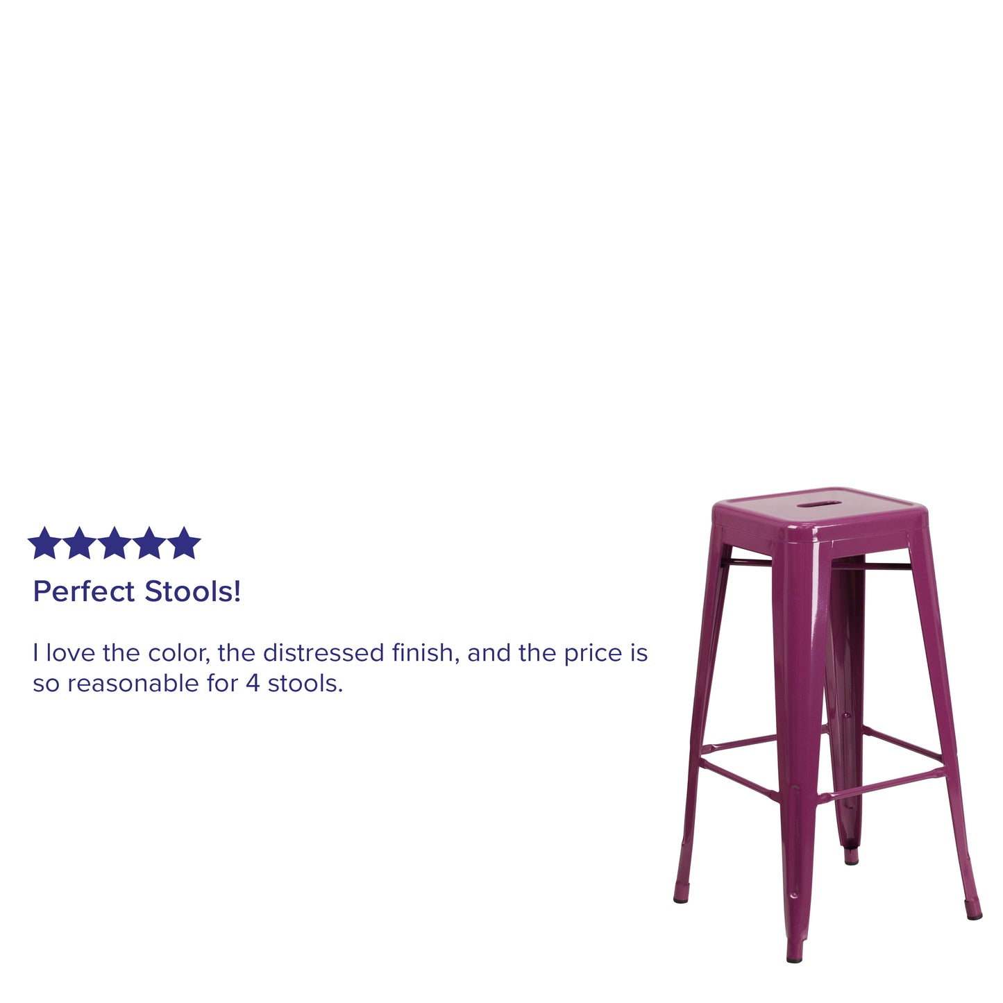 Kai Commercial Grade 30" High Backless Purple Indoor-Outdoor Barstool Purple