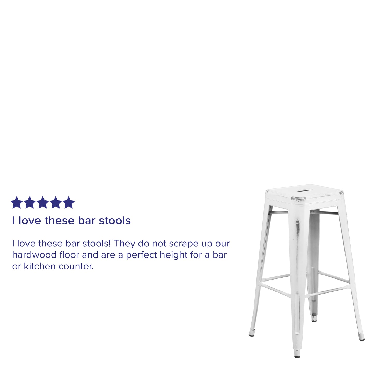 Kai Commercial Grade 30" High Backless Distressed White Metal Indoor-Outdoor Barstool White