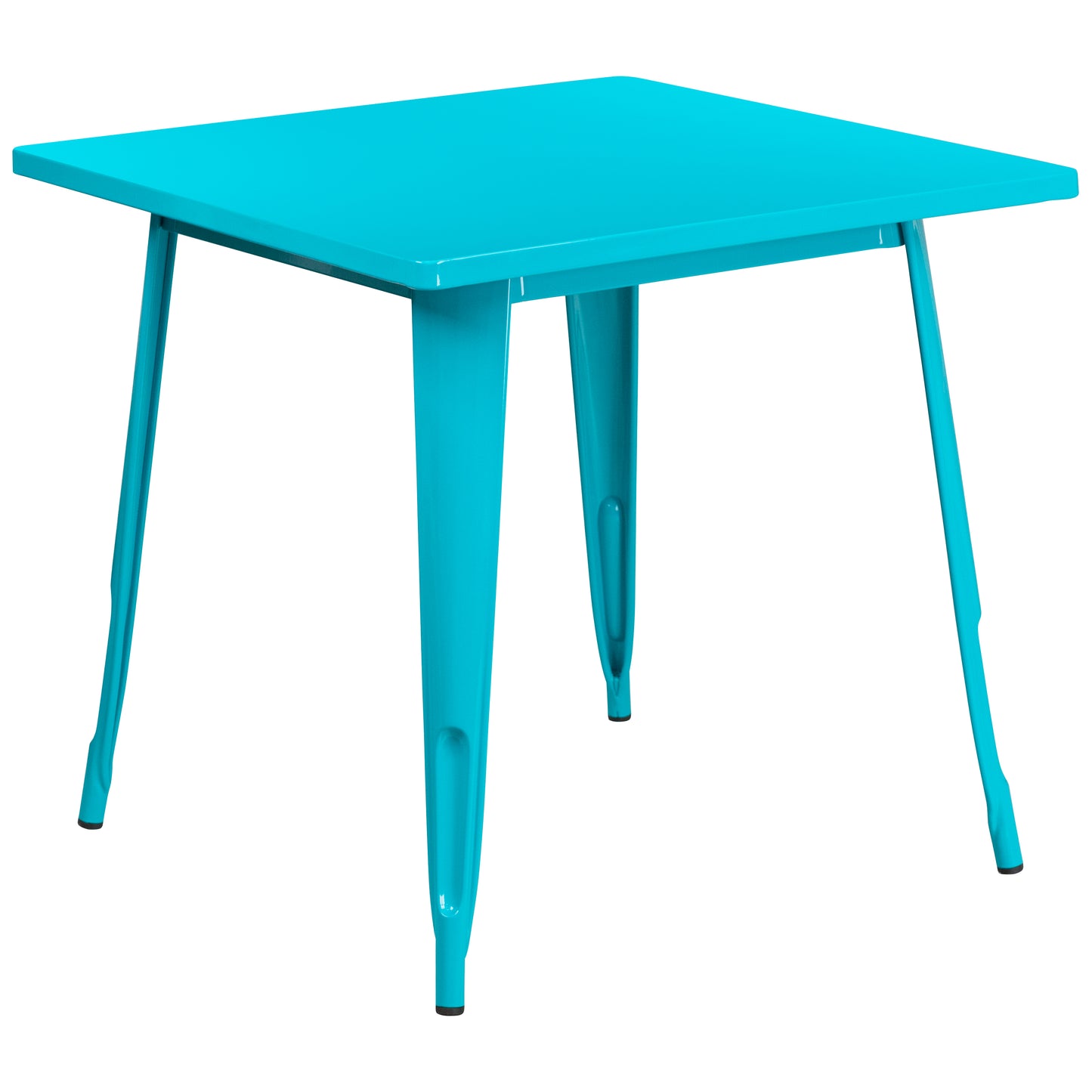 Felix Commercial Grade 31.5" Square Crystal Teal-Blue Metal Indoor-Outdoor Table Crystal Teal-Blue