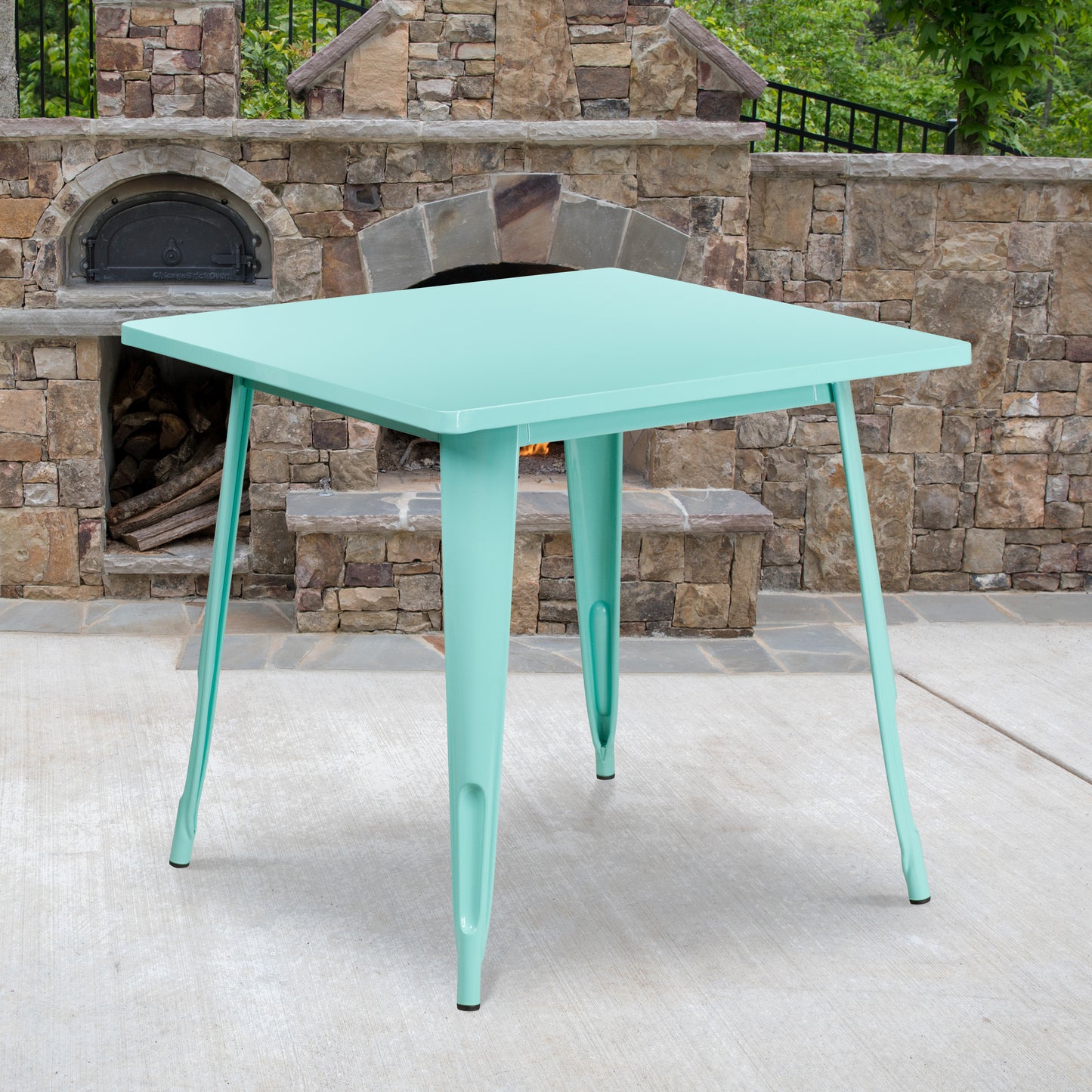 Felix Commercial Grade 31.5" Square Mint Green Metal Indoor-Outdoor Table Mint Green