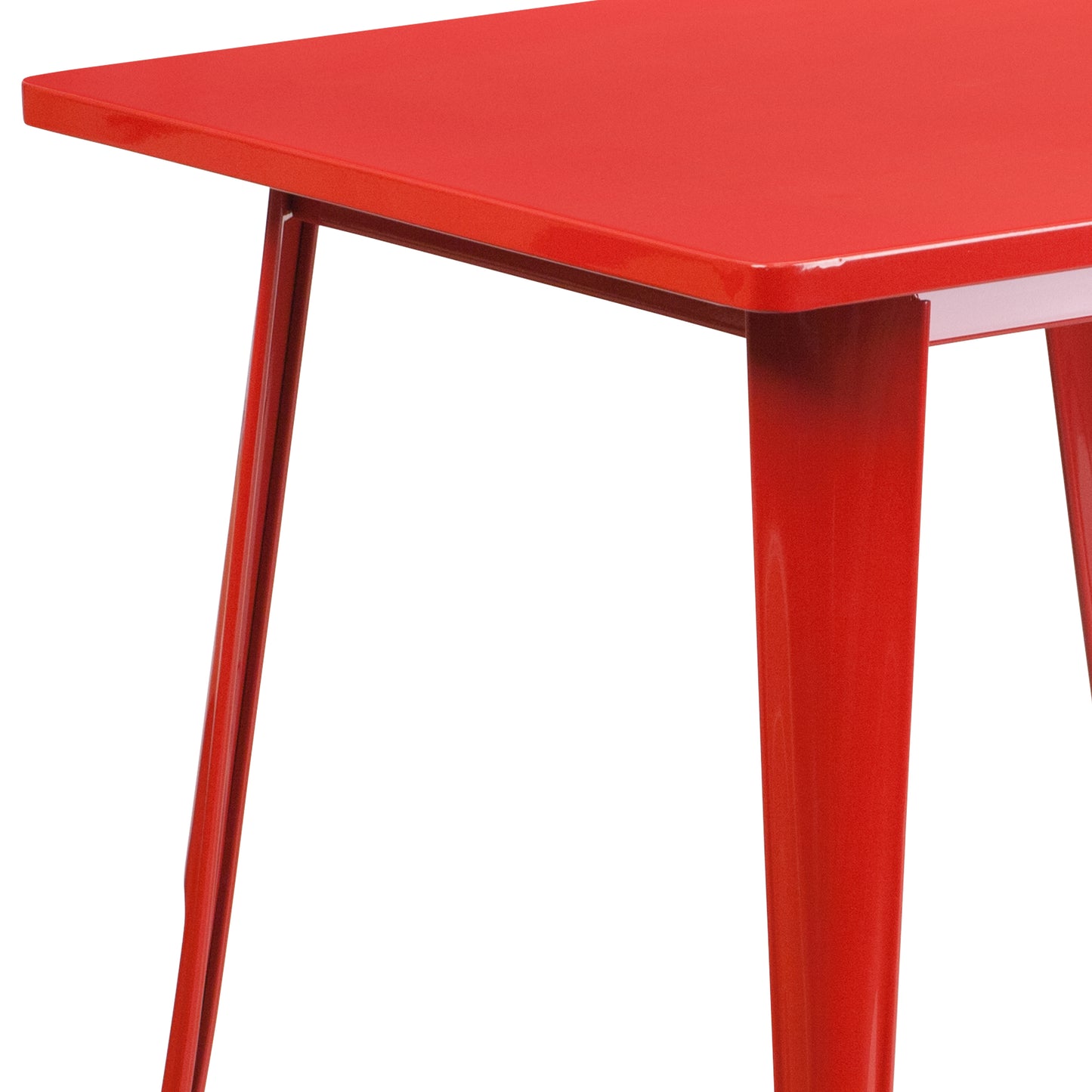 Felix Commercial Grade 31.5" Square Red Metal Indoor-Outdoor Table Red