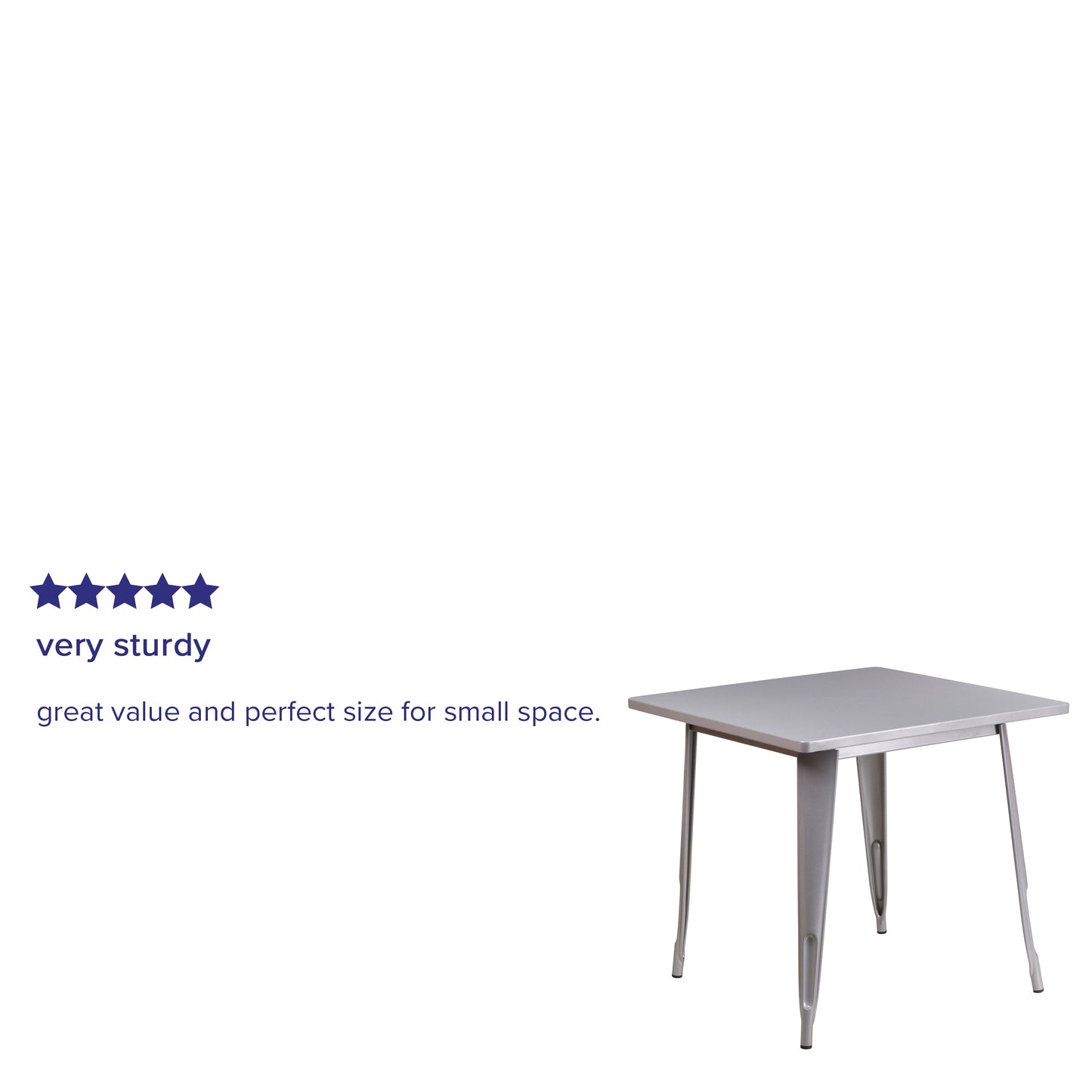 Felix Commercial Grade 31.5" Square Silver Metal Indoor-Outdoor Table Silver ET-CT002-1-SIL-GG