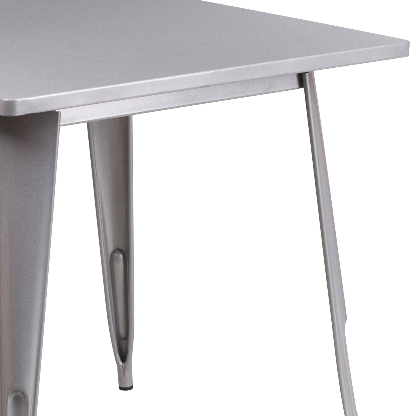 Felix Commercial Grade 31.5" Square Silver Metal Indoor-Outdoor Table Silver ET-CT002-1-SIL-GG