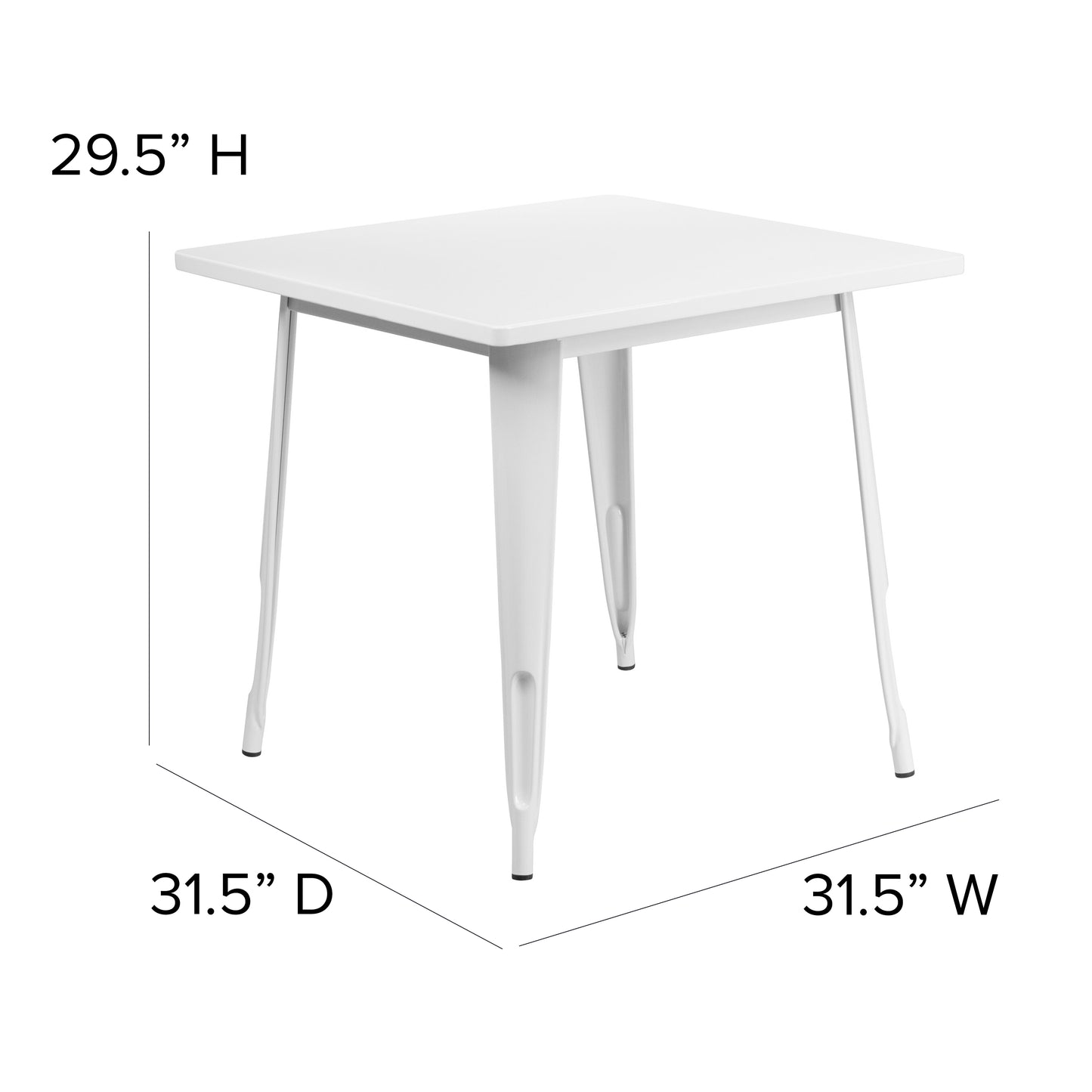 Felix Commercial Grade 31.5" Square White Metal Indoor-Outdoor Table White