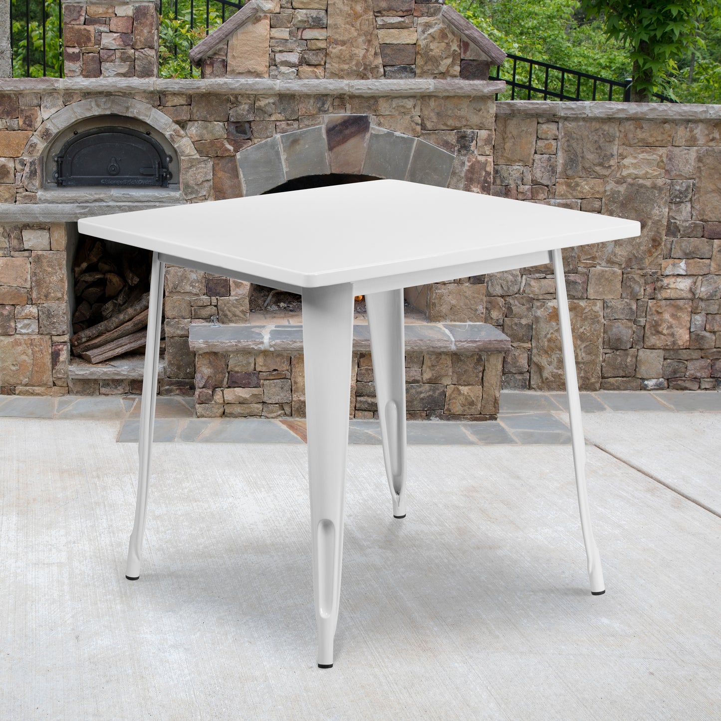 Felix Commercial Grade 31.5" Square White Metal Indoor-Outdoor Table White