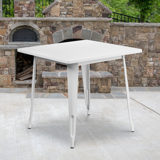 Felix Commercial Grade 31.5" Square White Metal Indoor-Outdoor Table White