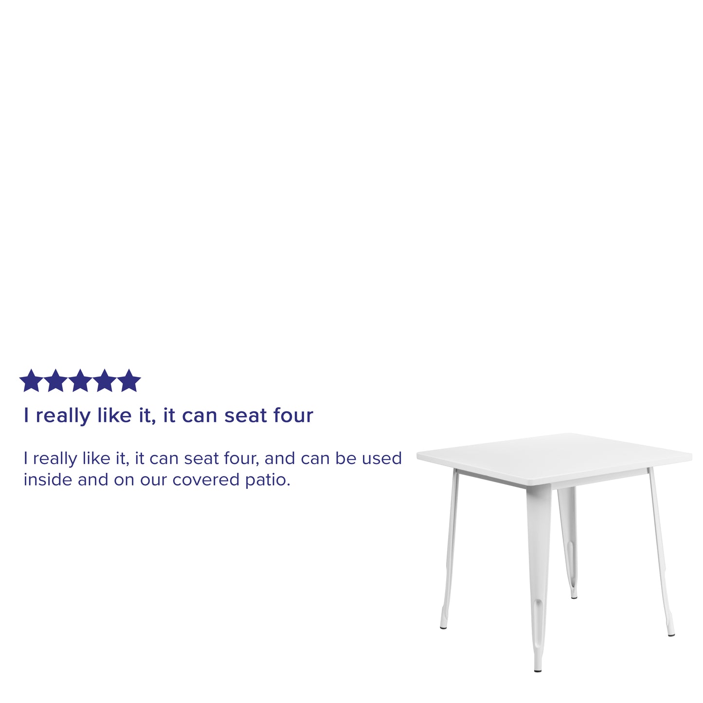 Felix Commercial Grade 31.5" Square White Metal Indoor-Outdoor Table White